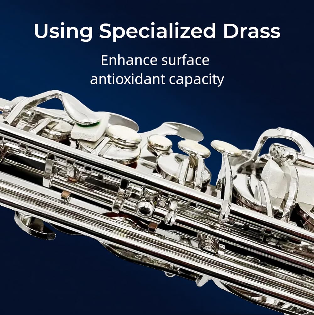Alto Saxophone, Eb Flat Sax Complete Kit with Case & Accessories for Student, Adult & Beginner (Alto Saxophone Set with Mouthpiece, Reeds, Gloves, Cloth & Brush)-Golden