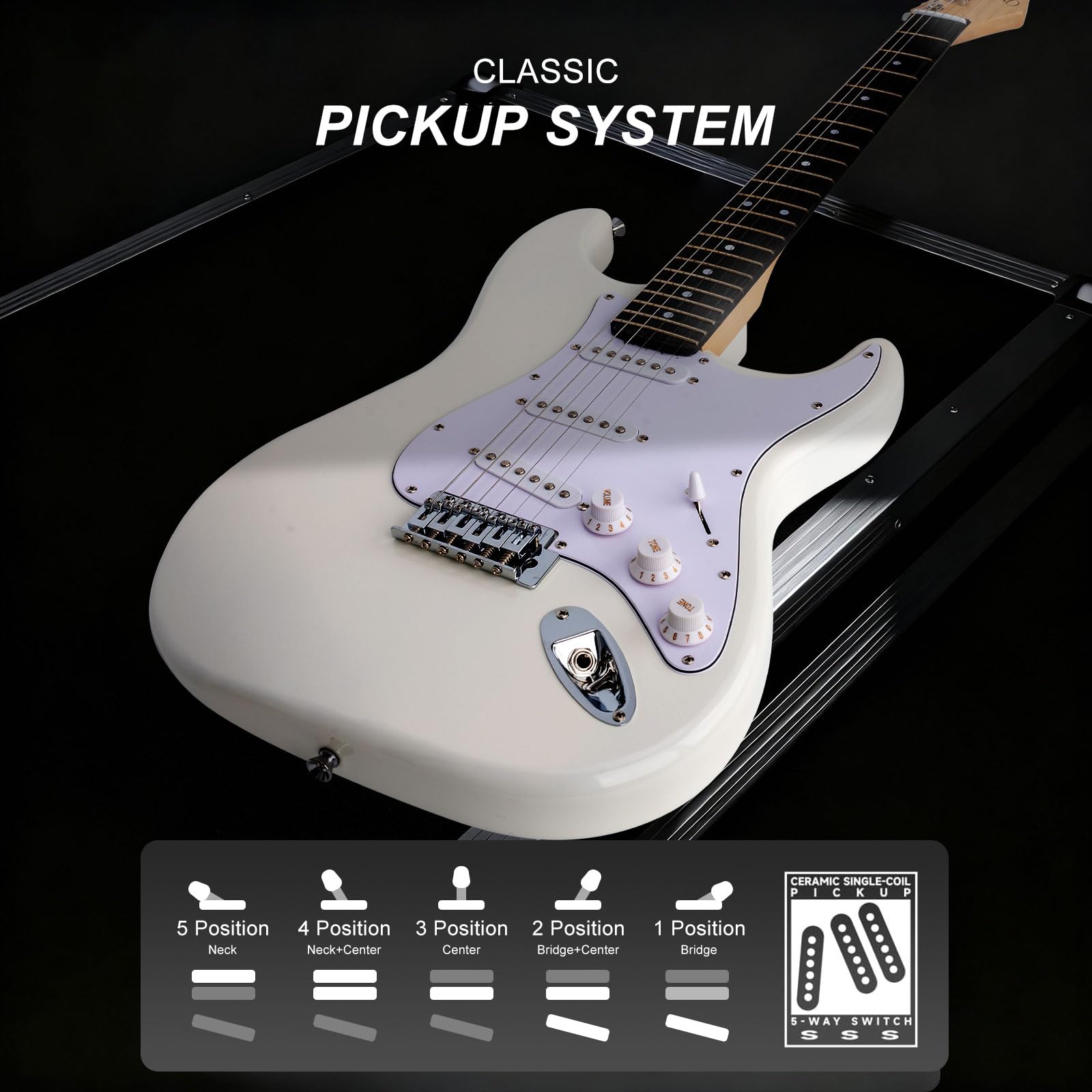 39 Inches Full Size Electric Guitar Beginner Electric Guitar Kits with 10W Amp Classic SSS Pickup Complete with Gig Bag Tuner Capo Strap Picks Guitar String Winders Black