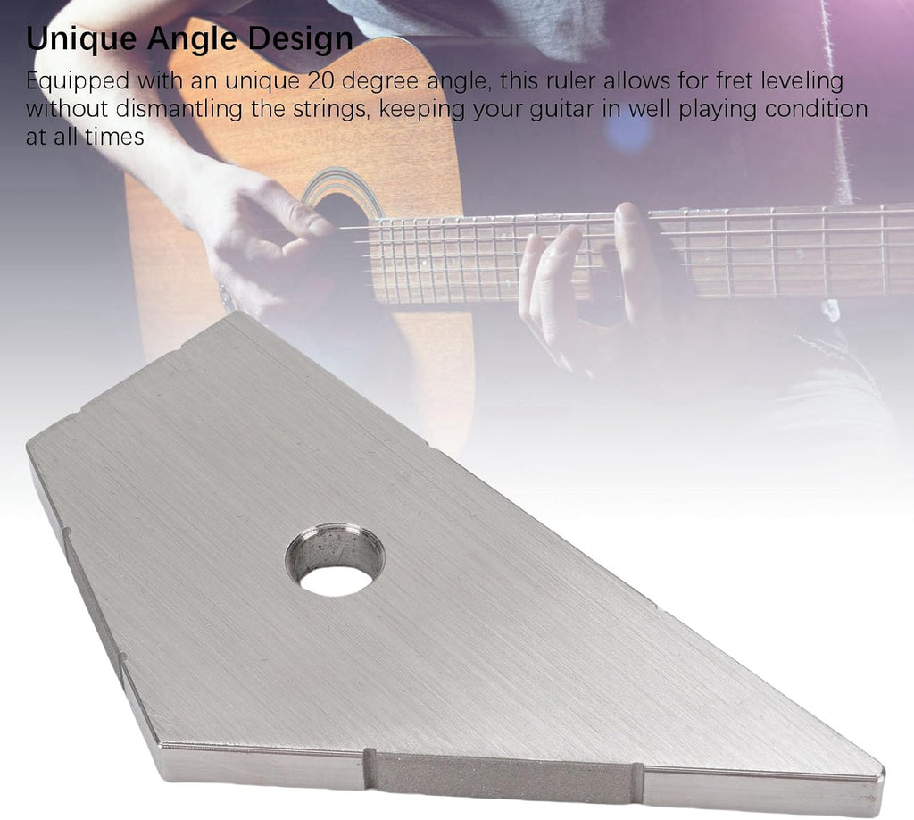 Guitar Leveling Ruler, 4 in 1 Stainless Steel String Action Gauge String Height Nut Saddle Pickup Leveling Tool for Guitar