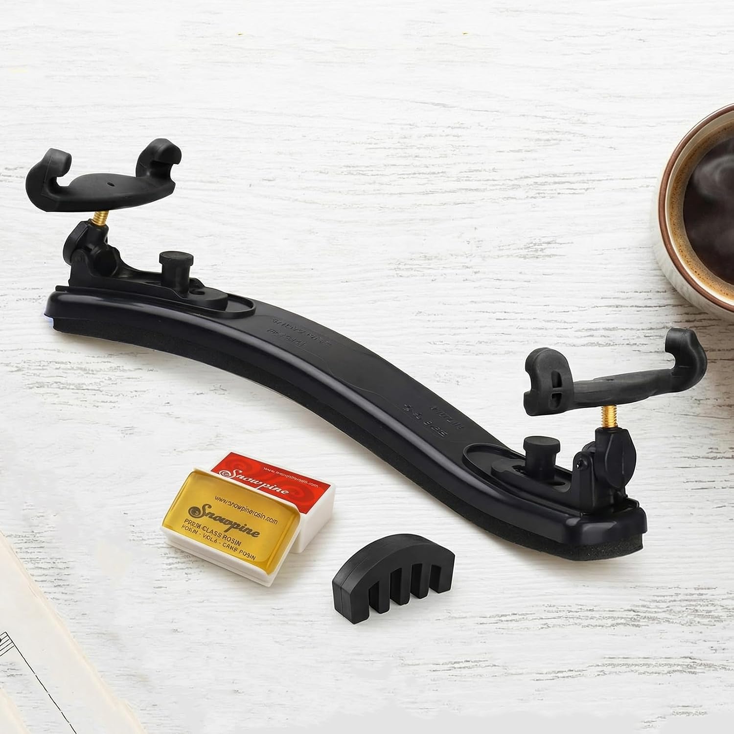 NANYI Violin Shoulder Rest - Collapsible & Adjustable for 1/2 Violins, Universal Fit with Soft High-Strength Sponge (Black) - Includes Mute and Rosin