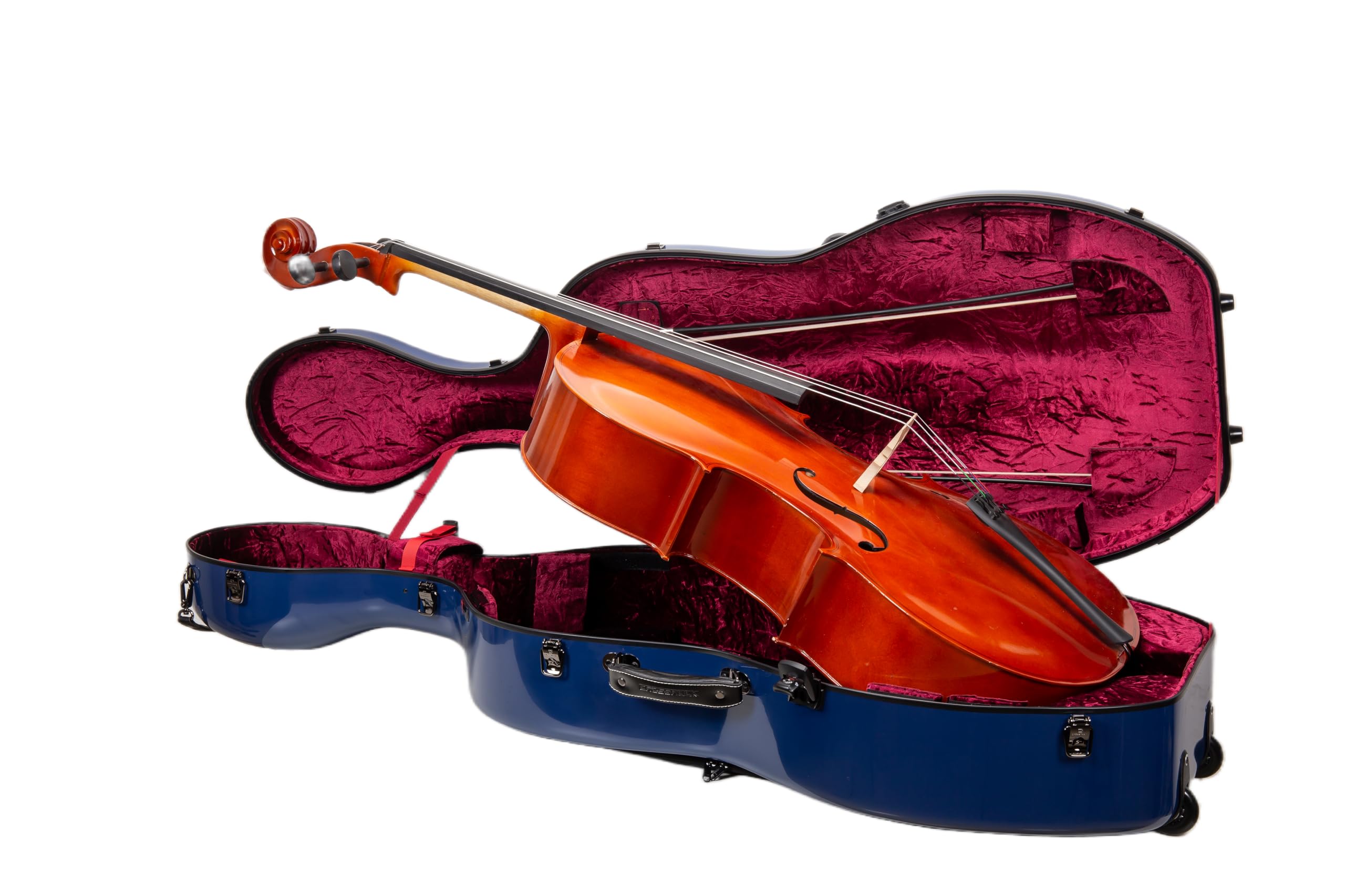 Crossrock Fiberglass 4/4 Cello Case with Wheels — Enlarged Interior Fits More Cellos | TSA Lock, Backpack Straps, Music Pouch & 3 Handles | Waterproof Hardshell — Black (CRF2030CEFBK)