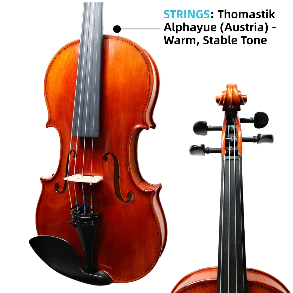 Master 4/4 Full-Size Violin | Hand-Varnished with 20+ Year Aged Italian Spruce & Bosnian Maple | Professional Orchestra Instrument for Professional soloists and session players (VIO1328)