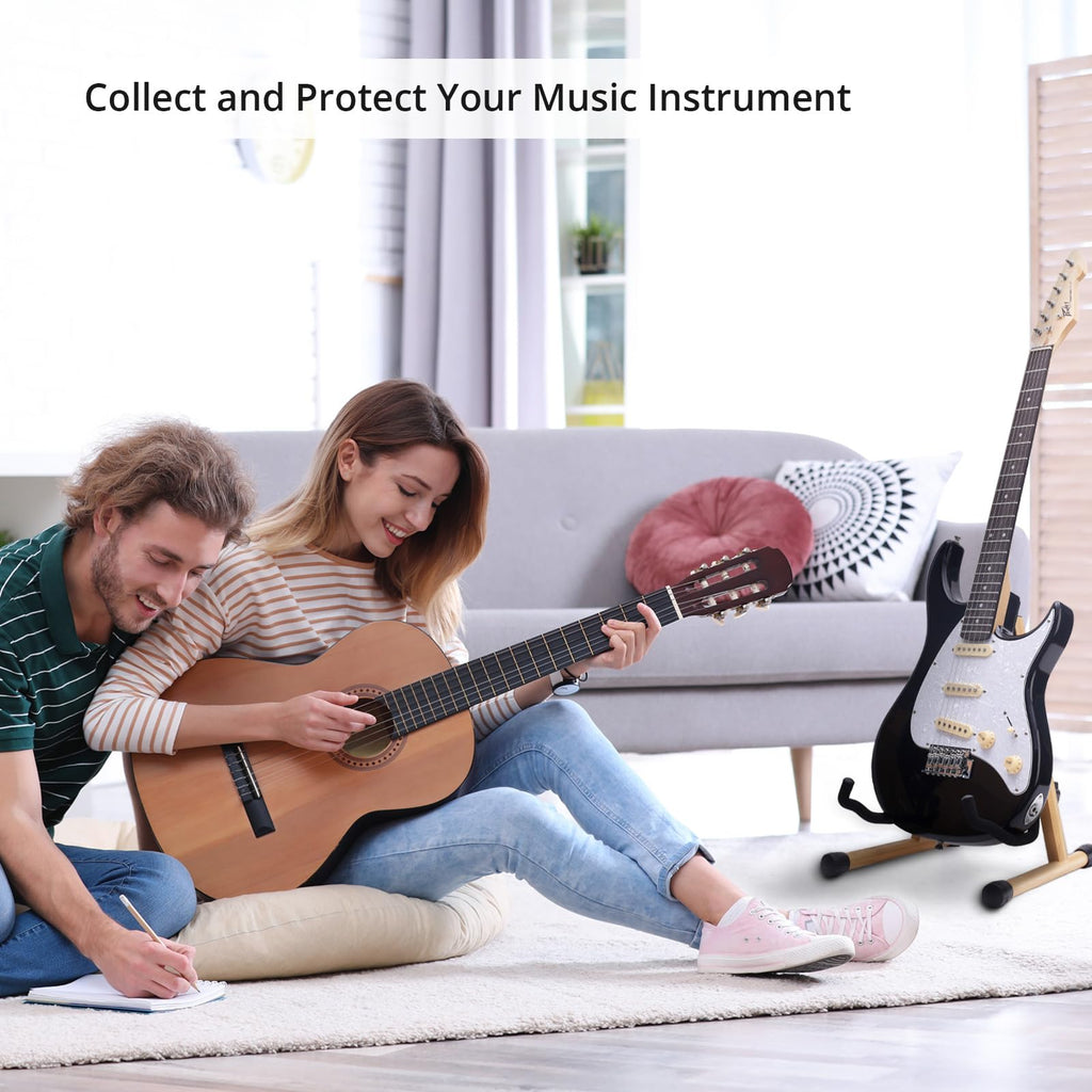 MUSO Cello Stand with Bow Holder,A-Frame Floor Stand with Padded Foam, Handcrafted Cello Rack Fits 1/2, 3/4, 7/8, 4/4 Full-Size and Guitar, Instrument Holder for Home and Studio Display