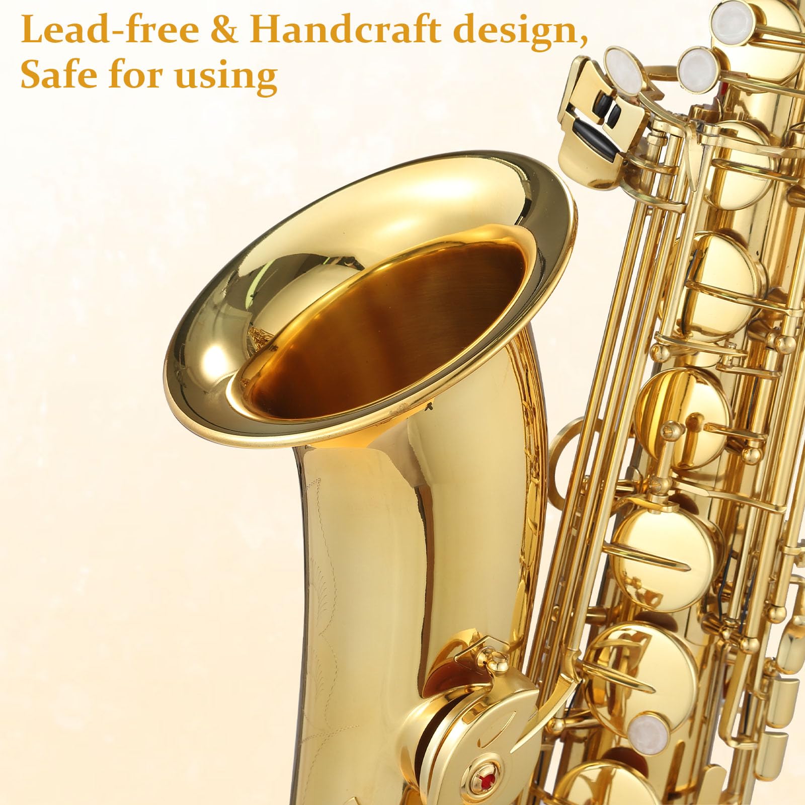 Tenor Saxophone for Beginner Kit with Cleaning Cloth, Case, Mouthpiece, Neck Strap, Reeds