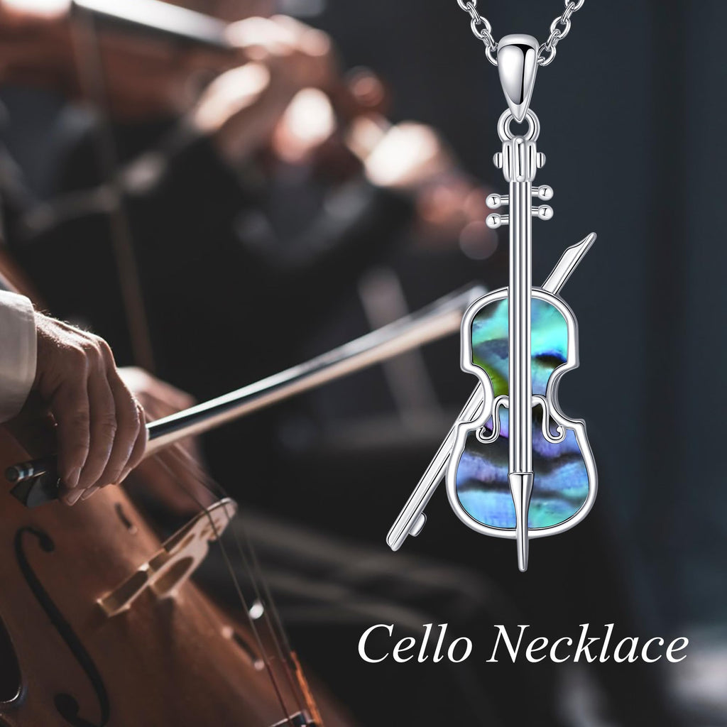 YAFEINI Violinist Cellist Gifts for Her 925 Sterling Silver Cello Violin Pendant Necklace Music Jewelry for Women Birthday Christmas Gifts