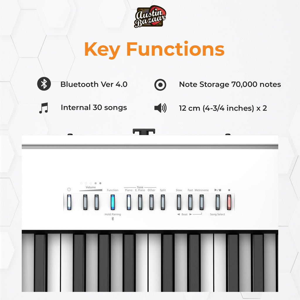 Roland FP-30X 88-Key Digital Piano - Black Bundle with Adjustable Stand, Bench, Sustain Pedal, Online Piano Lessons, Instructional DVD, and Austin Bazaar Polishing Cloth