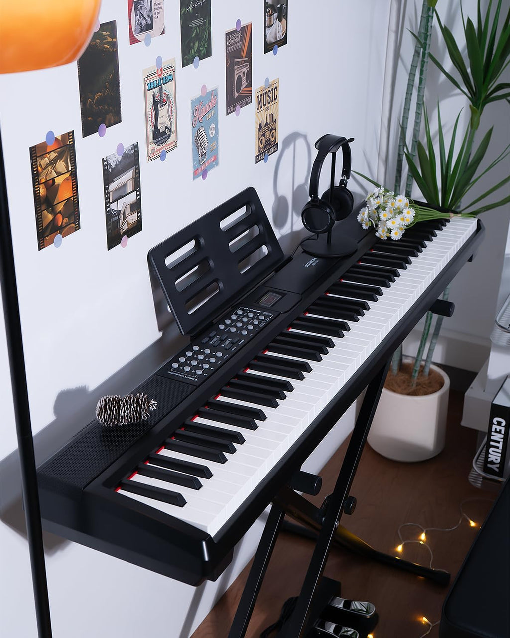 STRICH 88 Keys Weighted Keyboard with Sustain Pedal, Hammer-Action Digital Piano, 2x15W Built-In Speakers, Full-size Electric Piano Keyboard Supports USB-MIDI/Wireless Connect, White, SDP-120