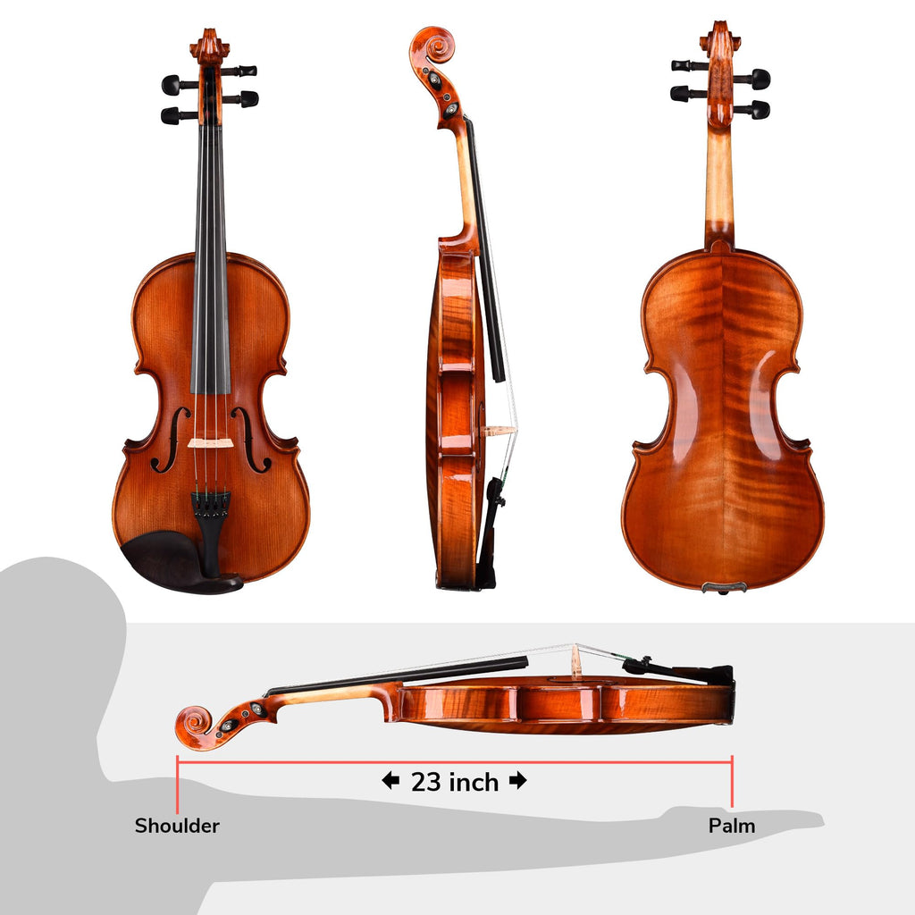 AW Solid Wood Violin 4/4 Full Set Fiddle Beginner Violin Full Size Stradivari Copy Style with Carry Case Bow Rosin Shoulder Rest for Student Adults Starter Kit