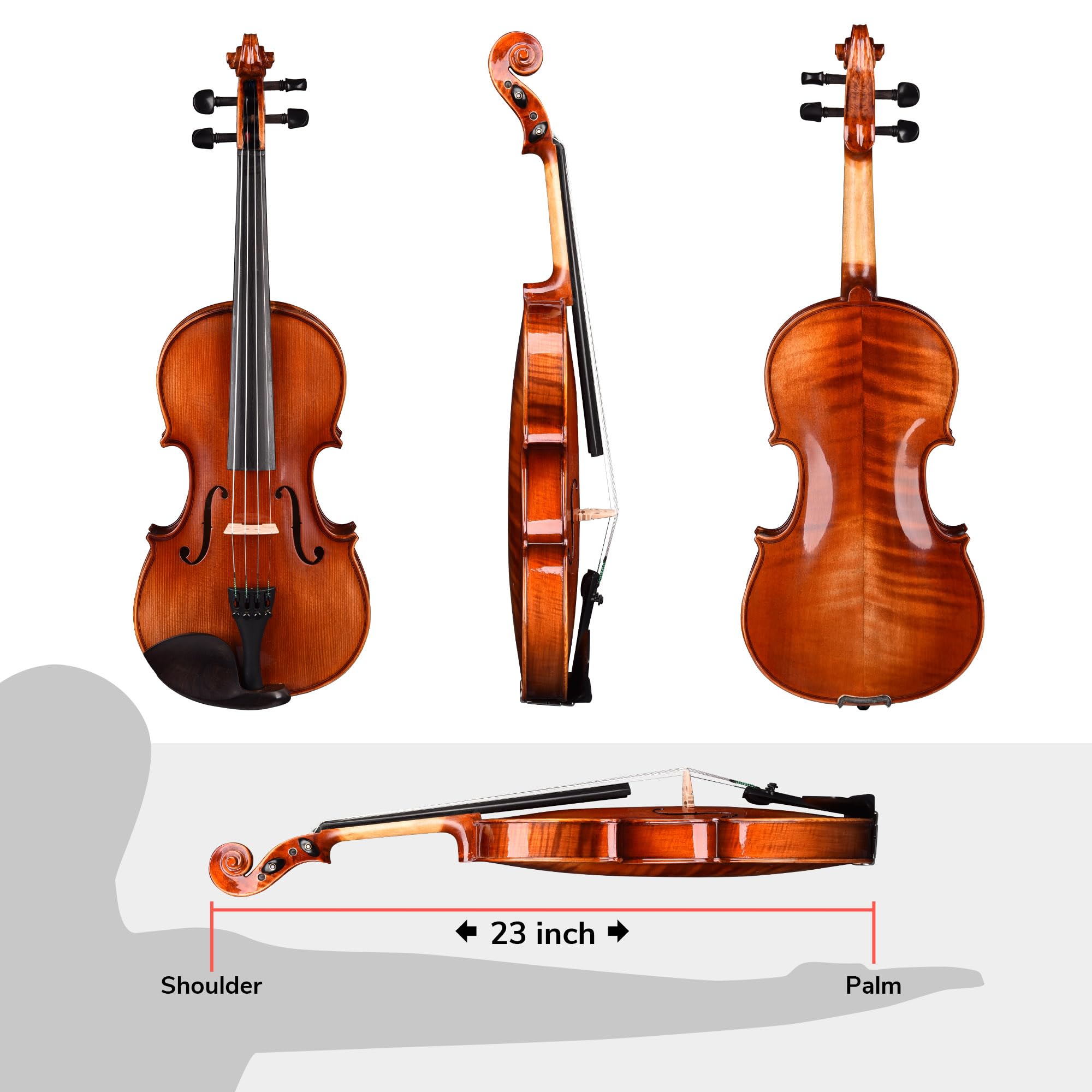 AW Solid Wood Violin 4/4 Full Set Fiddle Beginner Violin Full Size Stradivari Copy Style with Carry Case Bow Rosin Shoulder Rest for Student Adults Starter Kit