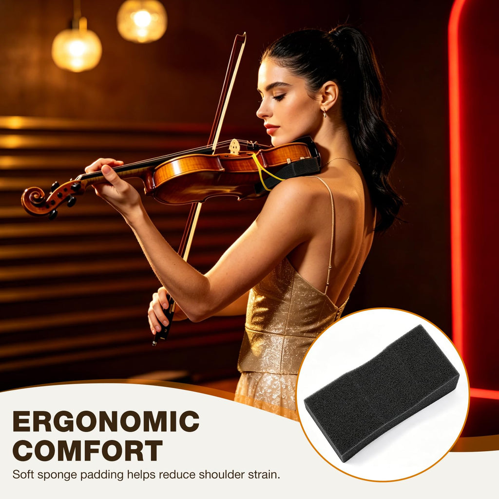 Facmogu 10PCS Foam Violin Shoulder Pad, Economy Sponge Violin Shoulder Pads for 3/4-1/2 Violins, Great Present for Christmas, Soft Violins Sponge Rest with Rubber Bands for Concerts & Party - Black