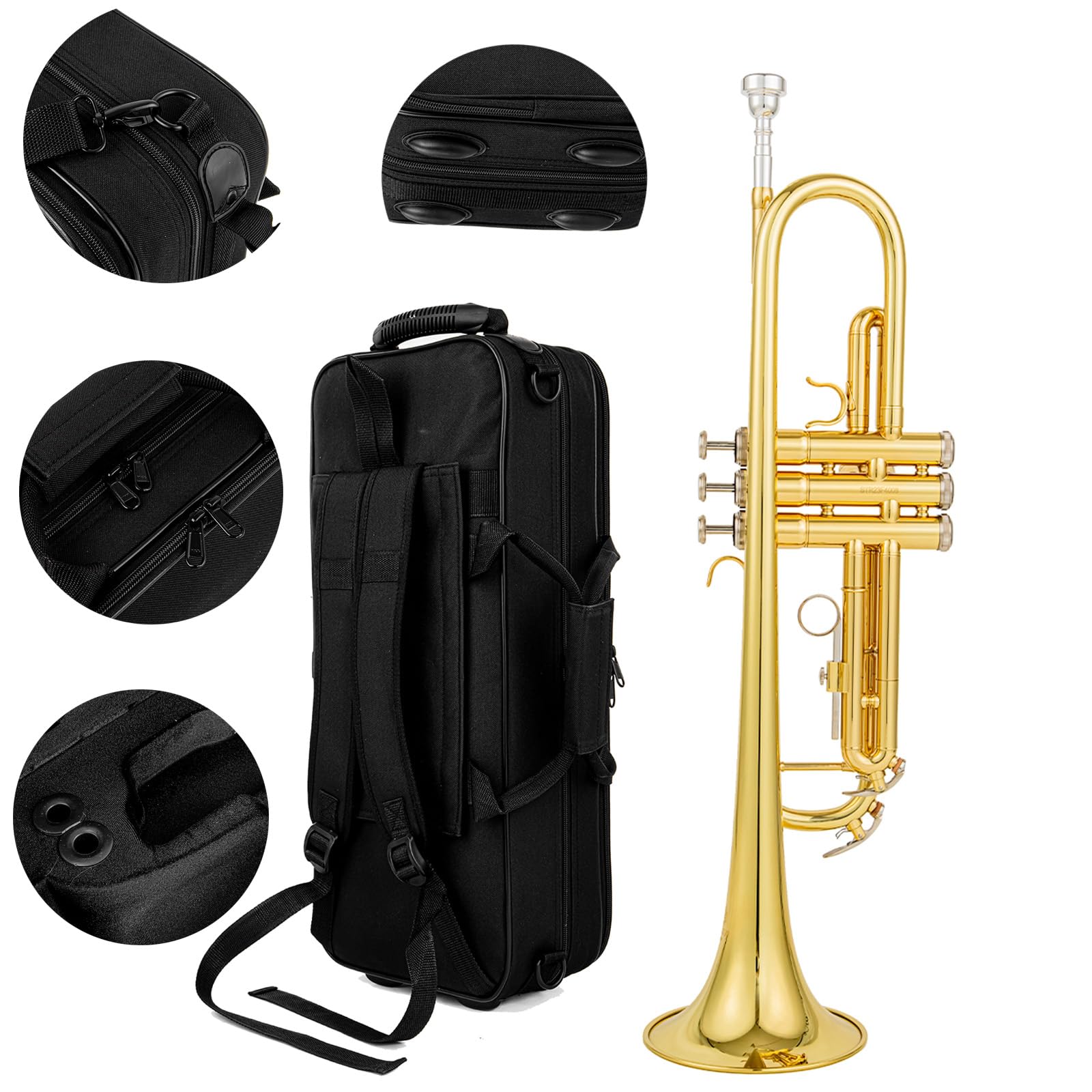 Bb trumpets red gold brass leadpipe mouthpipe advanced student professional trumpet Musical Instruments For Beginner Adults (710 gold brass)