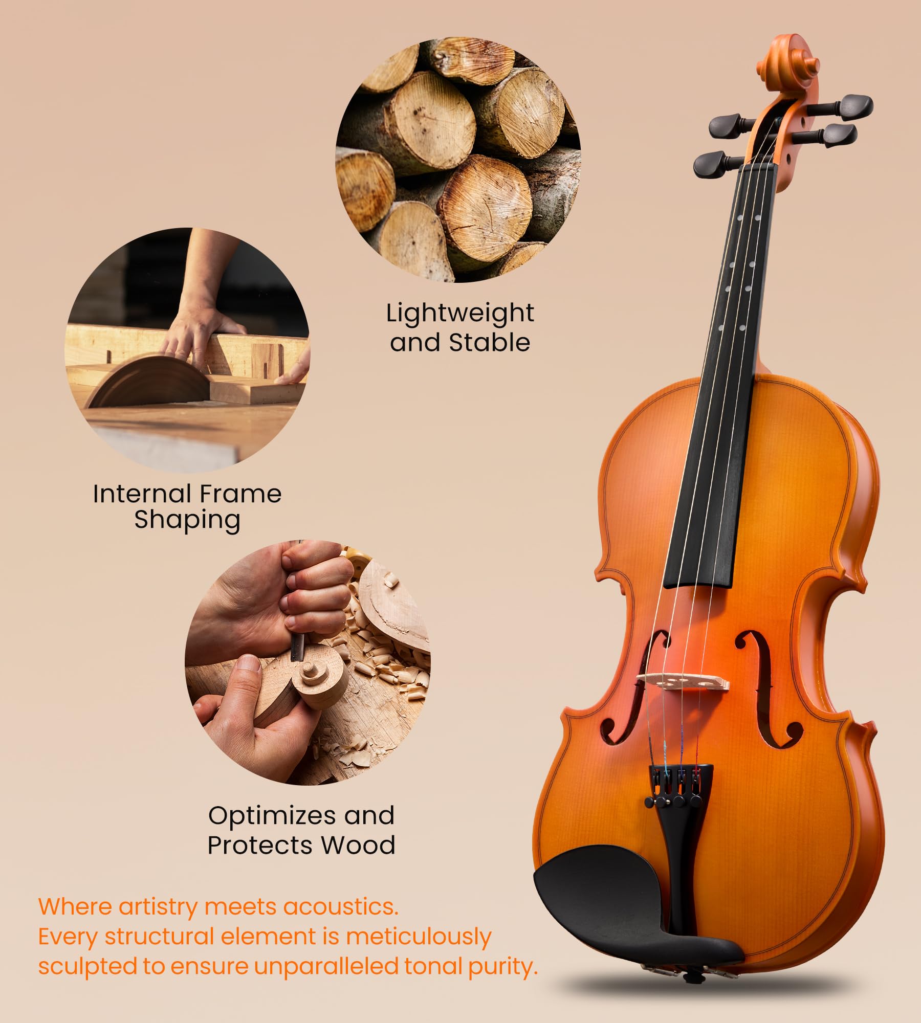 Tostar Acoustic Violin Full Size 4/4 Violin Set Starter Kit with Carrying Case, Violin Bow, Bridge, Rosin, Shoulder Rest, Stickers, Instruction Extra Strings for Beginner Retro Matte