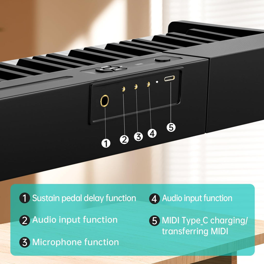AODSK Digital Piano 88 Key Full Size Weighted Keyboard Overall Solid Wood Frame for Beginners with Sheet Music Stand Triple Pedal Power Adapter