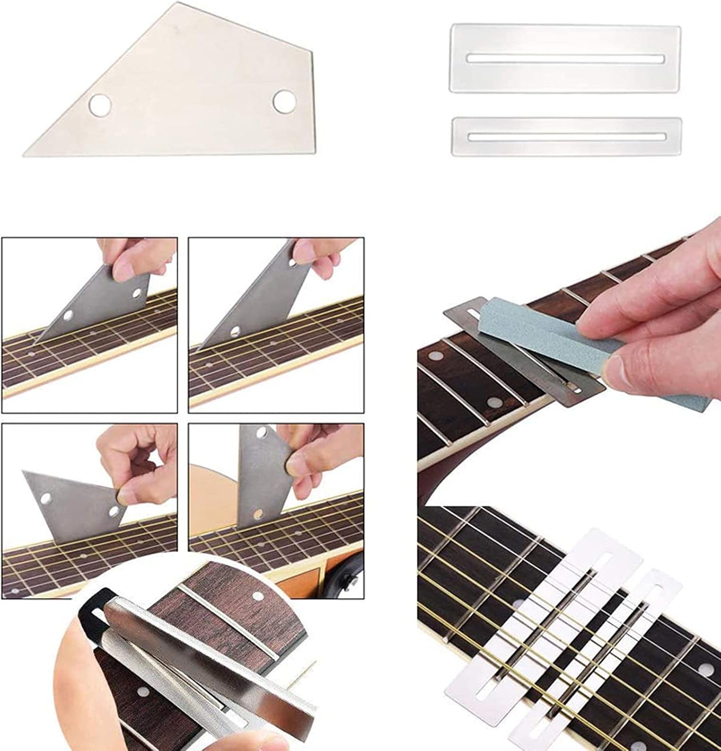 25Pcs Guitar Repairing Tools Kit Setup Kit Includes Carry Bag String Organizer Fingerboard Protector String Action Ruler Gauge for Guitar Ukulele Bass Mandolin Banjo