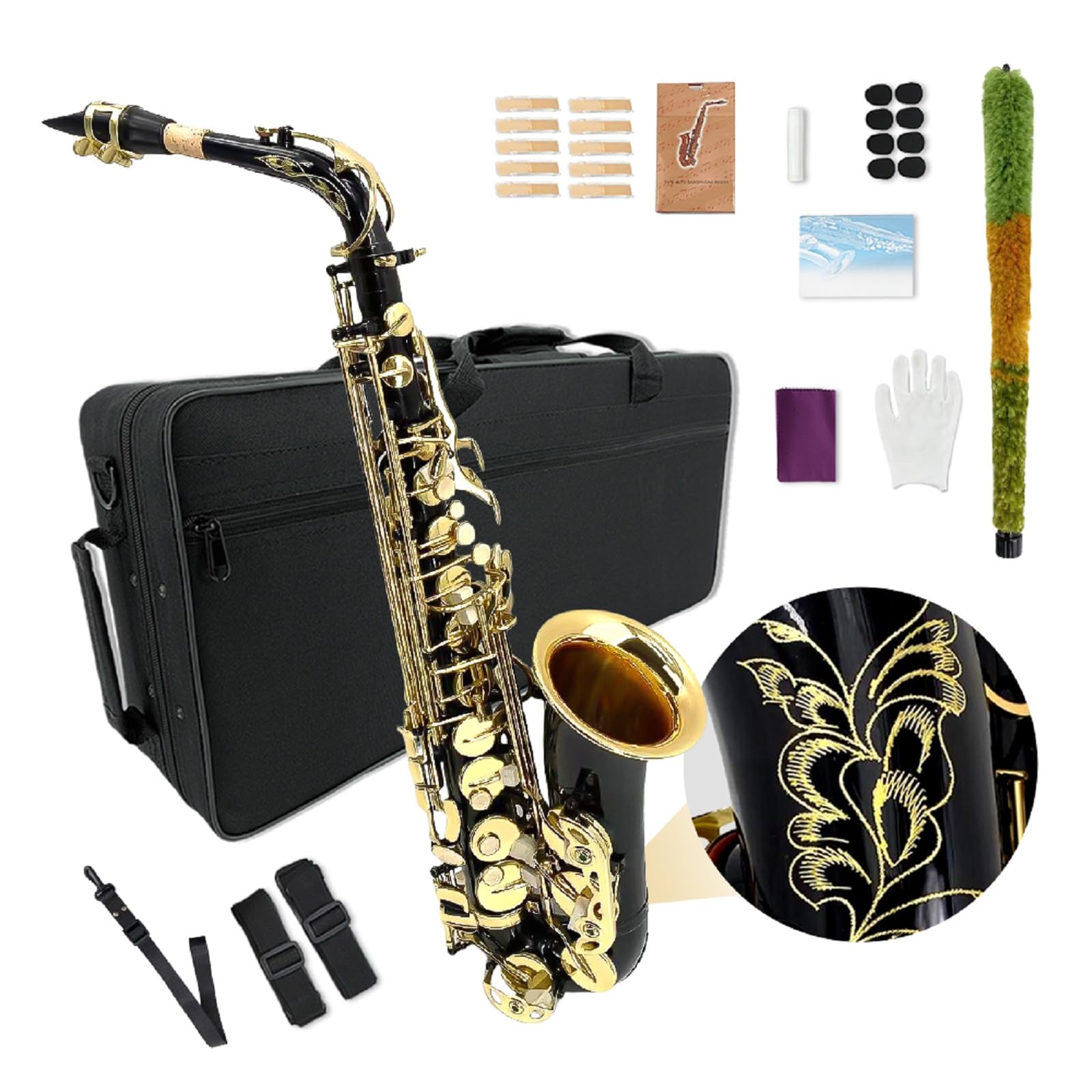 Alto Saxophone E Flat for Adults Student Sax Eb Alto Full Kit With Carrying Sax Case Mouthpiece Straps Reeds Saxophone Beginner Kit