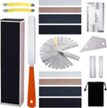 Guitar Luthier Tool Set, Guitar Fret Crowning File, Fret Leveling Beam, String Action Ruler Gauge, Feeler Gauge, Fret Rocker, Fingerboard Guards, String Spreaders and Replacement Sanding Papers