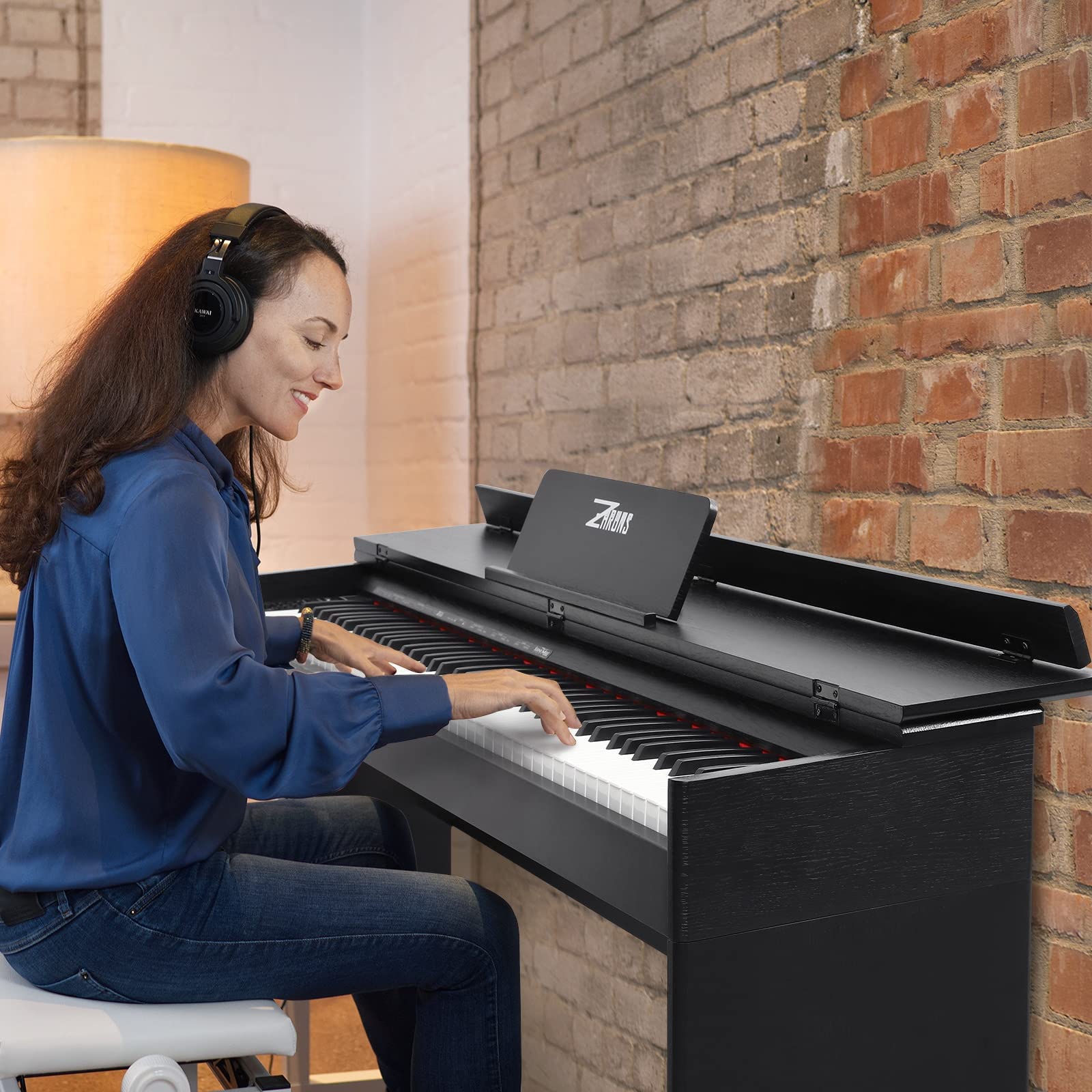 88 Key Digital Piano for Home Studio, with Weighted Hammer Action Keys, Professional Triple Pedal, USB-MIDI Connectivity, Includes Power Adapter, Stand & Headphone Jack, Black