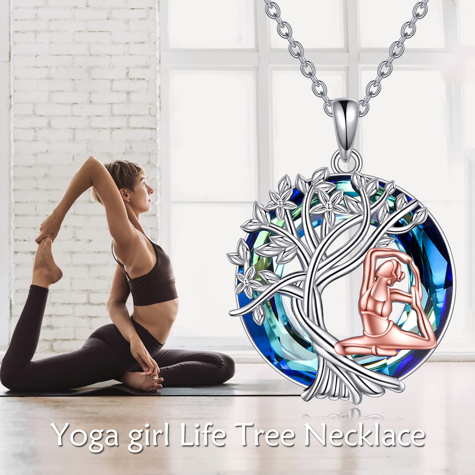 YFN Tree of Life Necklace Sterling Silver Crystal Jewelry Graduation Birthday Gifts for Women