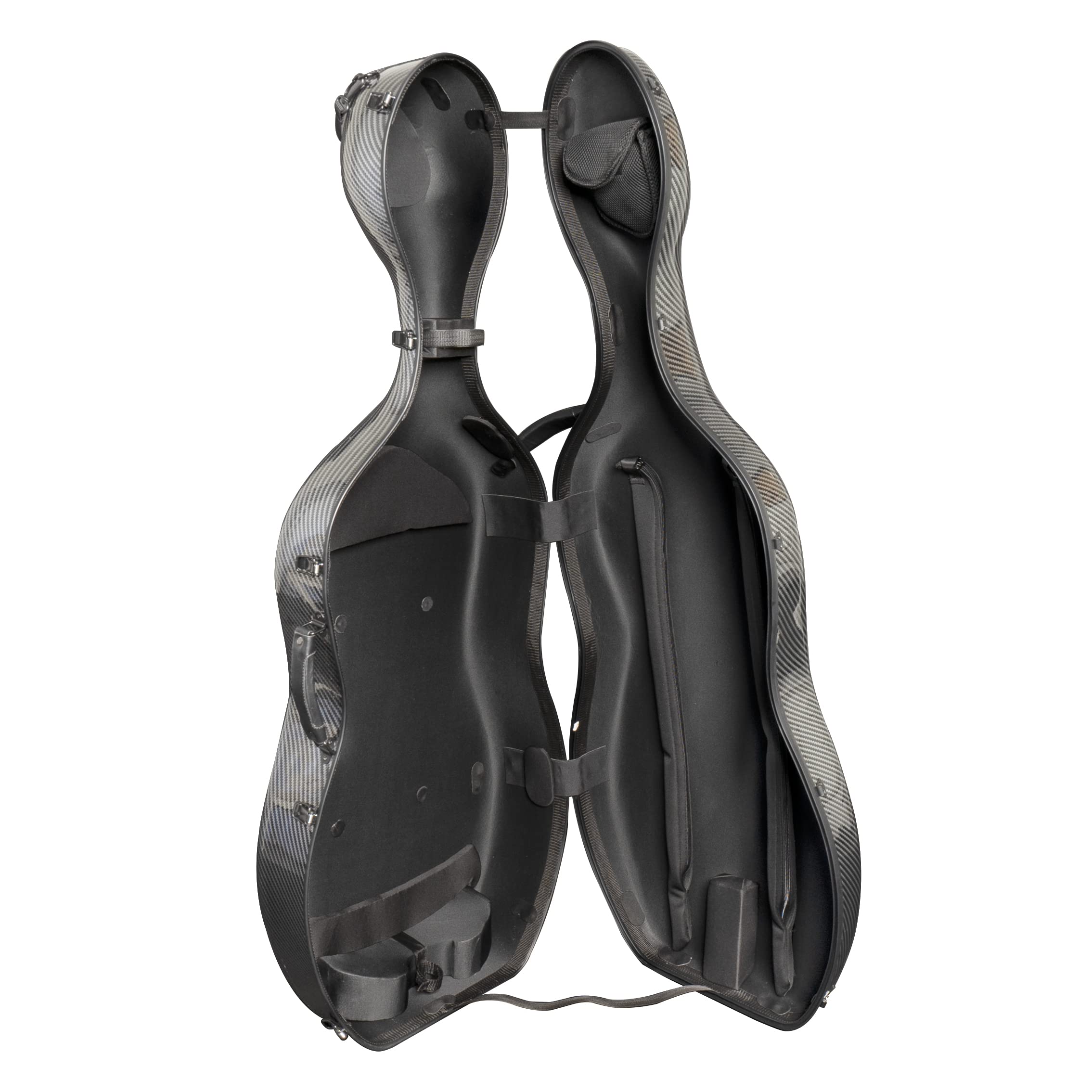 MI&VI Forte Series Hard Cello Case (Full Size) with Wheels — Polycarbonate Tough Shell Case for 4/4 Sized Cellos (White)