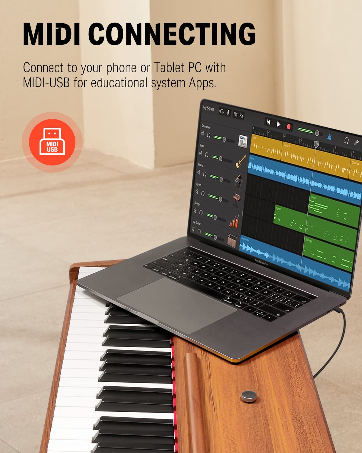 Donner DDP-80 PLUS Digital Piano 88 Key Weighted Keyboard, Home Electric Piano, Supports USB-MIDI & Headphones Connection, Semi-open Cover Designed, with Metal Three Pedal, Power Adapter