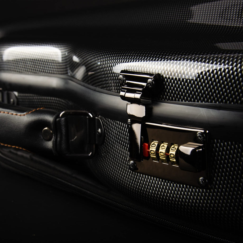 Christina violin case 4/4 Full Size Violin case High-Strength Carbon Fiber Pear-Shaped Violin Music Bag With Combination Lock and Extra Bag Gray Violin Hard Case (VB-Random type-SilveryGray spot)