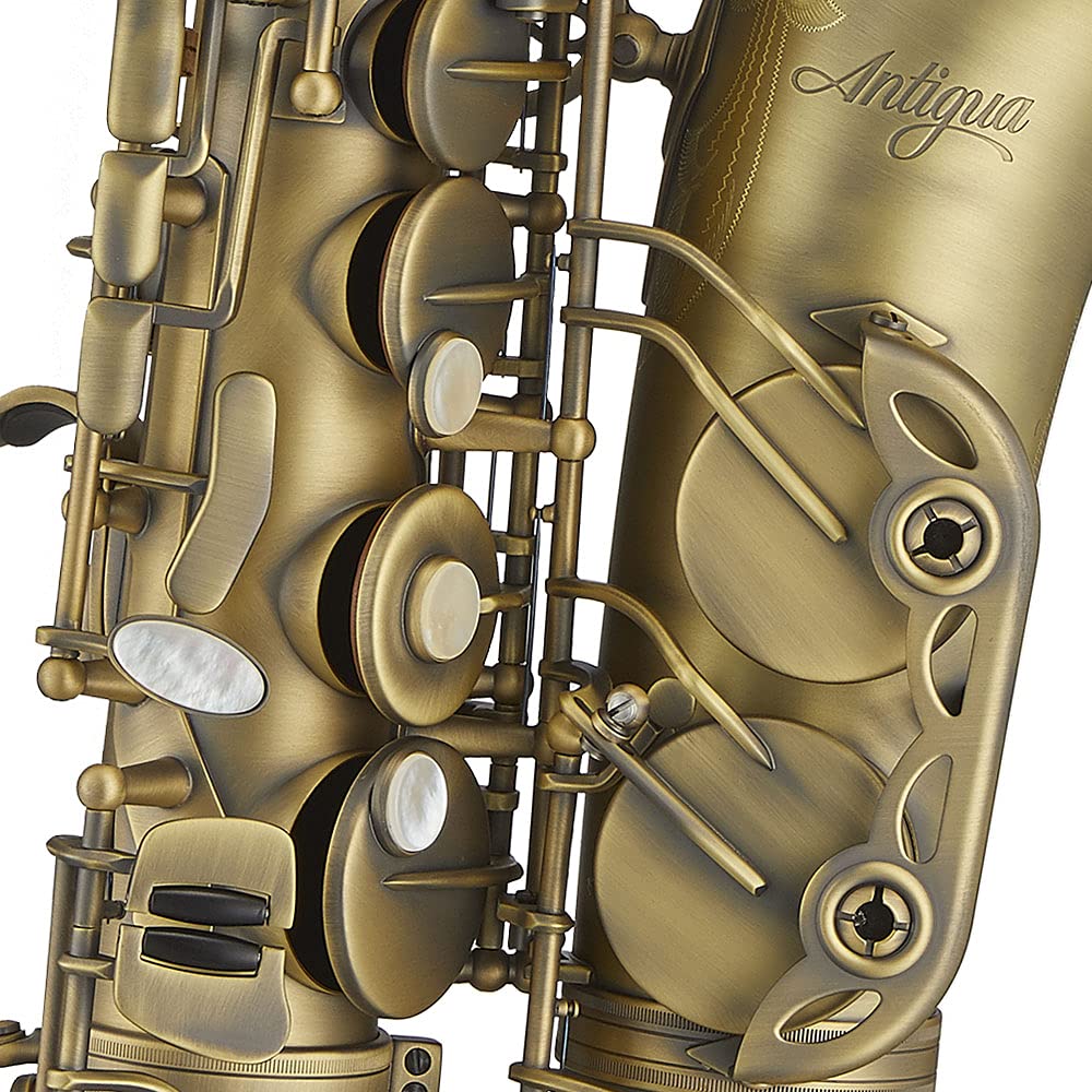 Antigua Winds PowerBell Professional Eb Alto Saxophone (Yellow brass/classic nickel plated/enlarged bell/new neck design/ergonomic design/hand engraving/ABS case)/WRAS4248CN