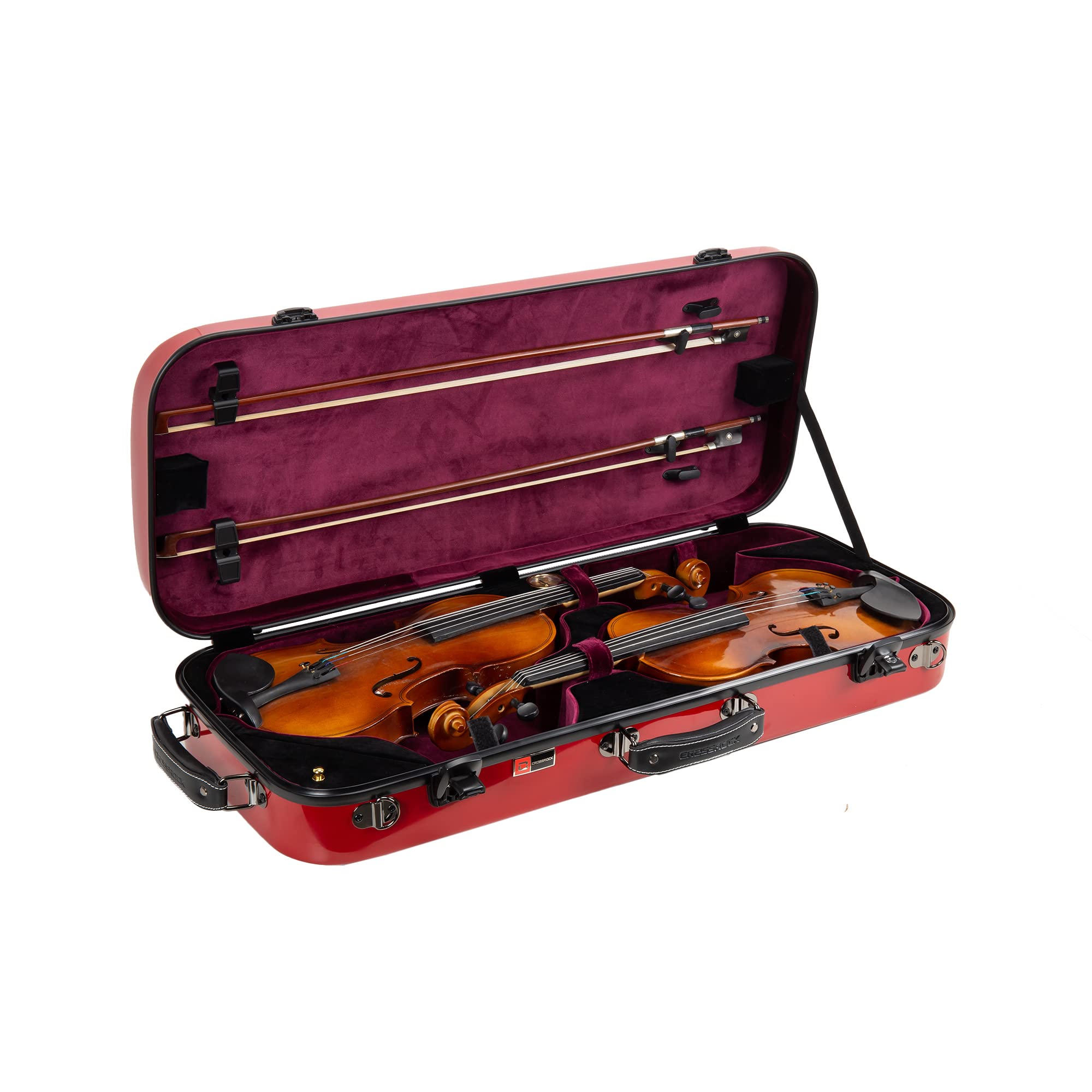 Crossrock Fiberglass Double Violin Case fits Two 4/4 Full-Size Violins- Includes TSA lock, Protective Blanket, Hygrometer, Removable Shoulder Straps- Milky White (CRF2020DVMW)