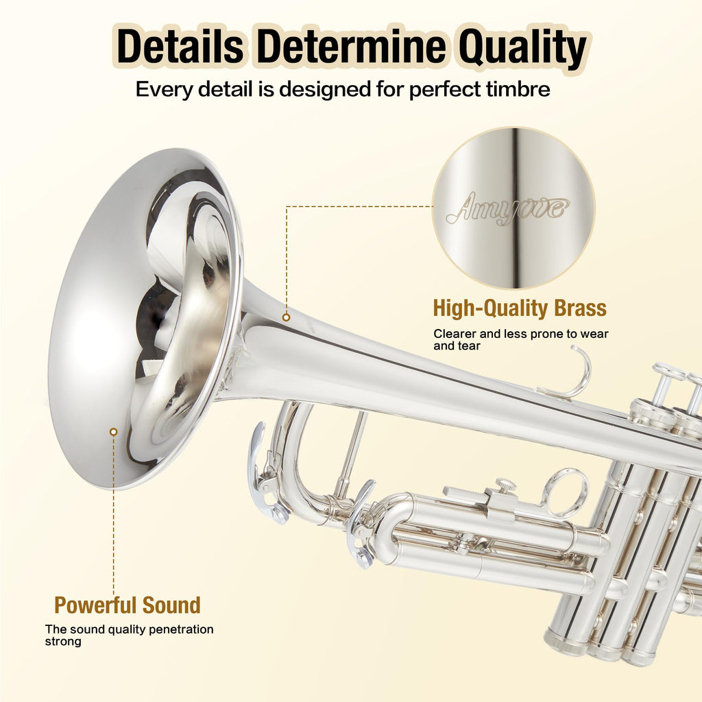 B Flat Alto Trombone, Brass Trombone for Beginners with Mouthpiece, Hard Case, Gold Lacquer Finish, Cleaning Kit (Rod/Cloth/Gloves), Professional Student Musical Instrument