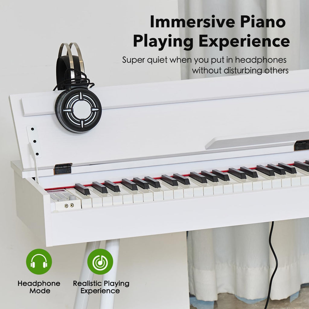 Digital Piano 88 Key Weighted Keyboard,Full-Size Desk Progressive Hammer-Action Electric Piano For Beginners, With Sheet Music Stand, Pedal,Power Adapter, Headphone Mode, Usb-Midi