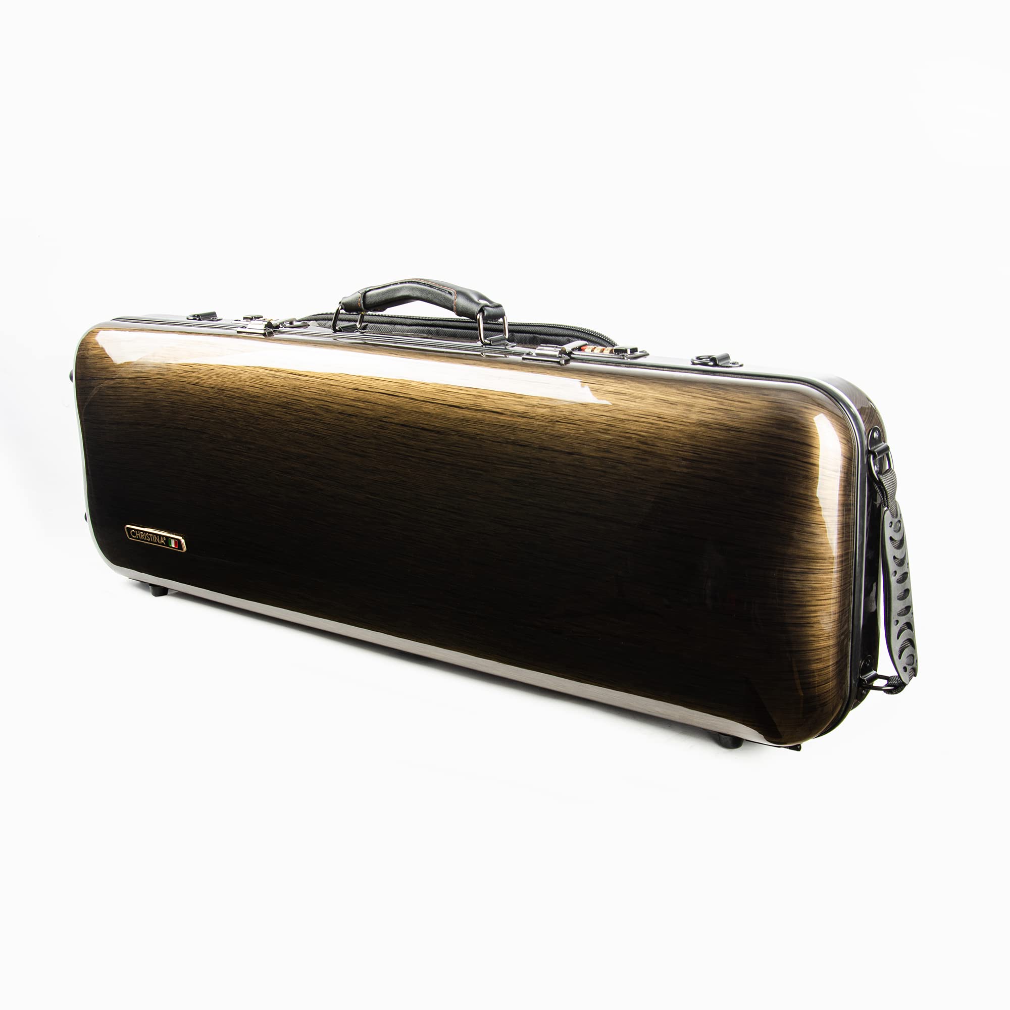 Christina 4/4 Full Size Violin case High-Strength Carbon Fiber Rectangular Violin Music Bag With Combination Lock and Extra Bag White Violin Hard Case (VB-Square-White Stripe spot)