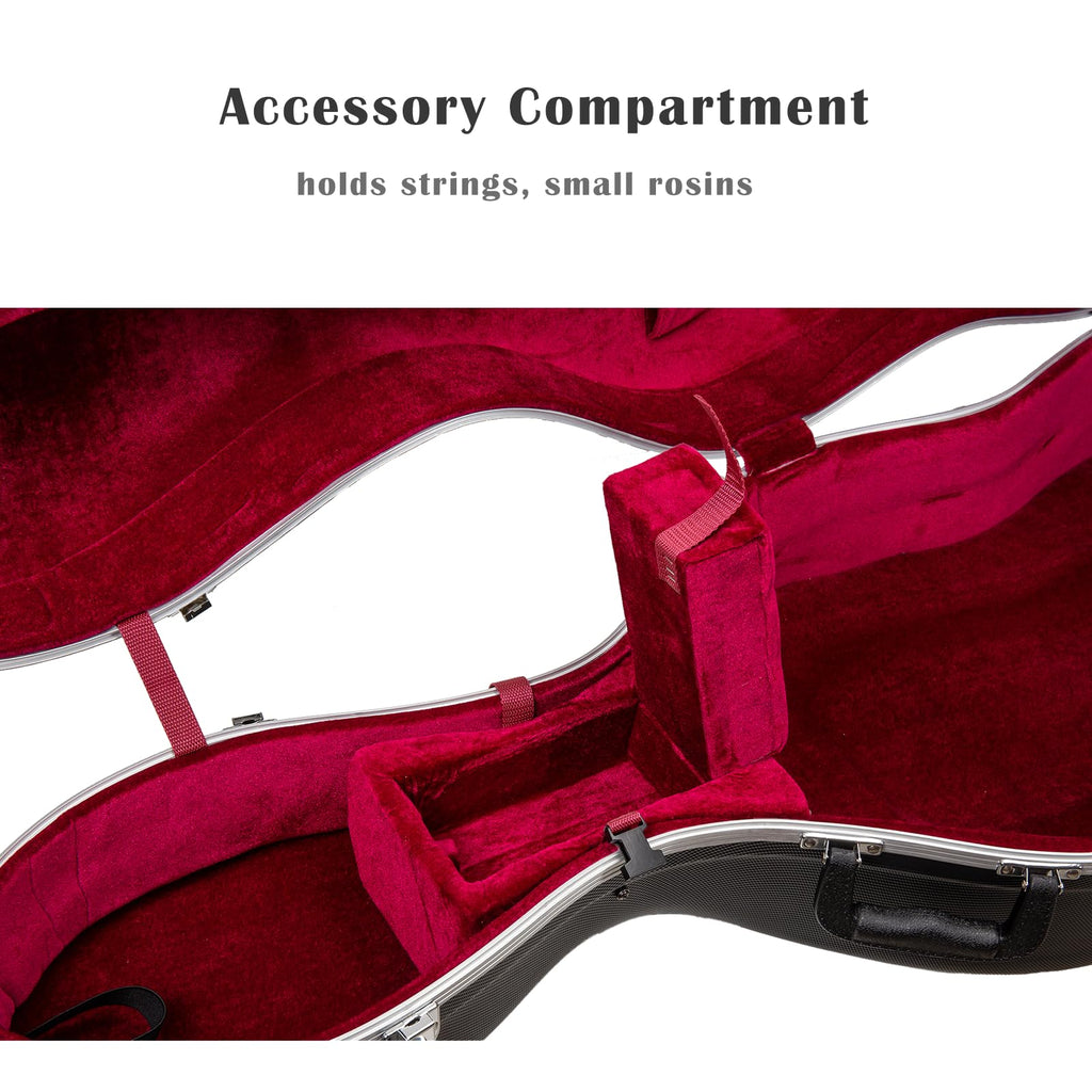 Crossrock 4/4 & 3/4 Cello Case with Wheels | Matte Mint Blue ABS Shell, Wine Red Velvet Interior, Backpack Straps – New Mold Design – (CRA870CEFMB)