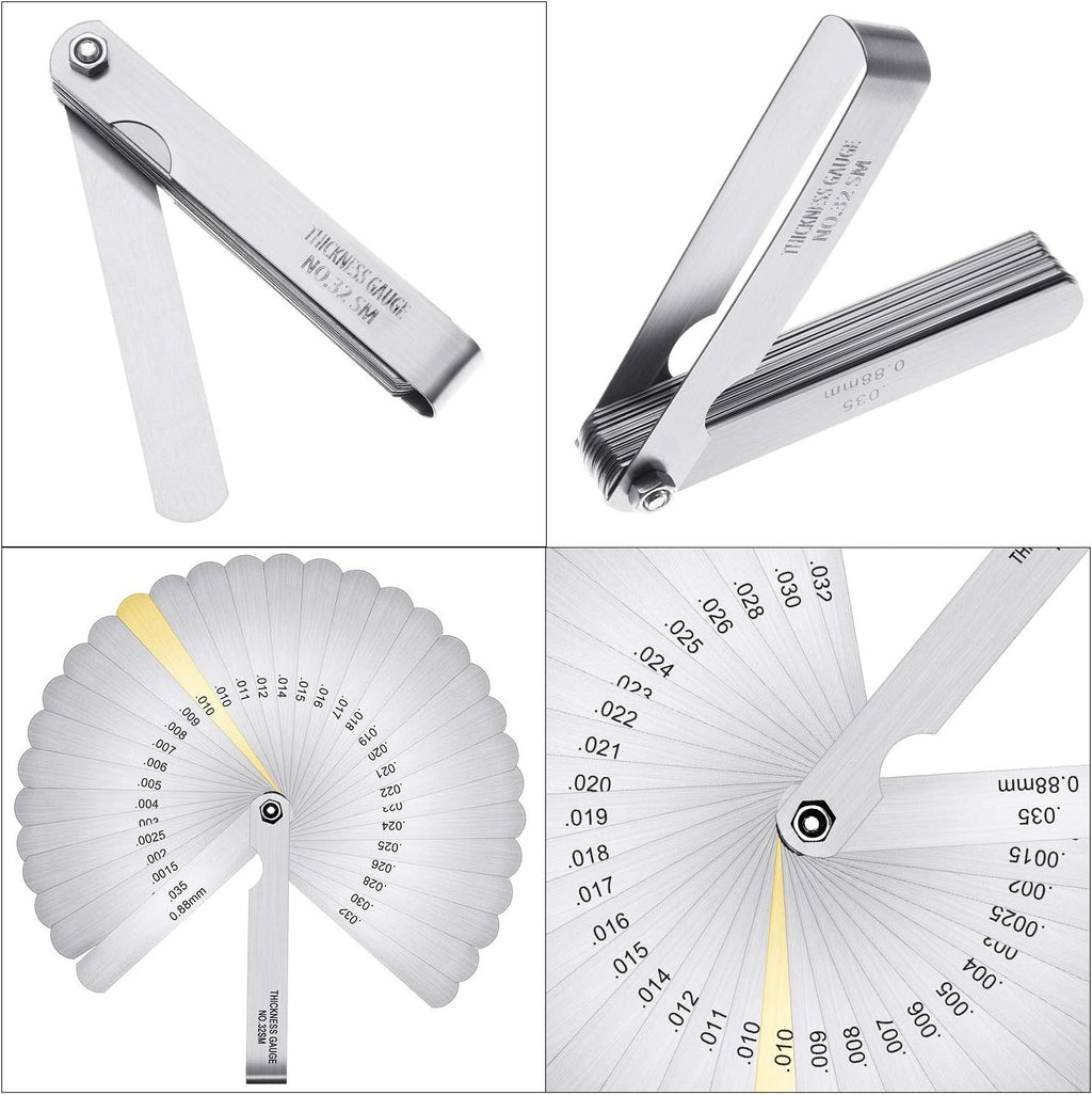 Mudder 17 Pieces Guitar Luthier Tools Set Setup Kit Include Radius Gauge String Action Ruler 32 Blades Feeler Gauges Notched Radius Neck Notched Straight Edge Fret Rocker for Guitar Bass Setup