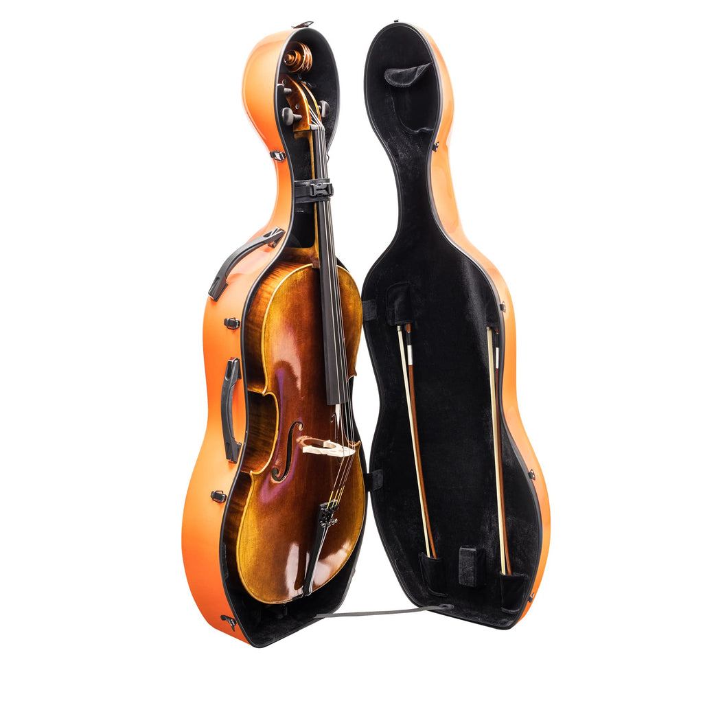 MI&VI CC-9001 Pure 100% Carbon Fiber Cello Case (Full Size) 4/4 with Wheels | Carry Straps | 8lb Lightweight | Tough Shell (3K Blue)