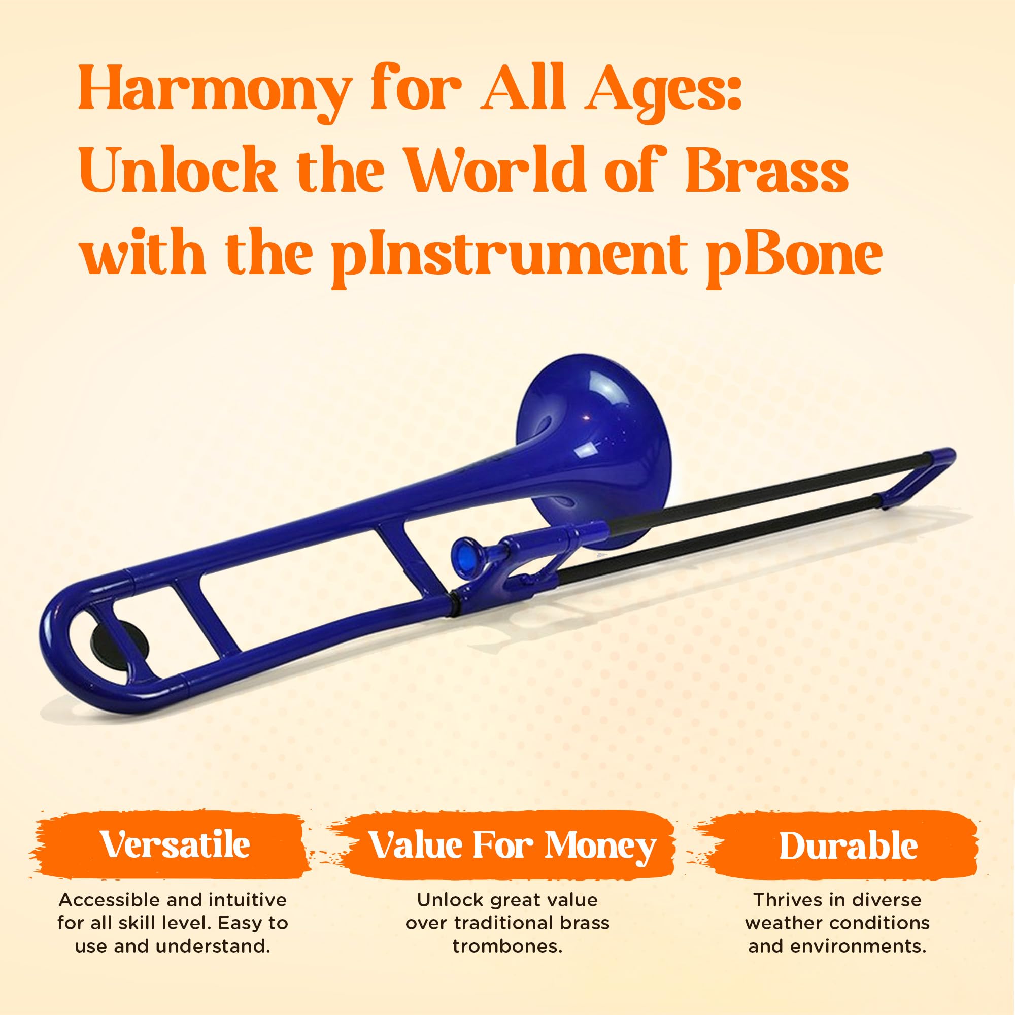 pBone Bb Plastic Trombone - Lightweight pInstruments Design with Ergonomic Grip - Includes Mouthpieces & Carrying Bag - Authentic Bb Sound for Students & Beginners - Durable ABS - Purple