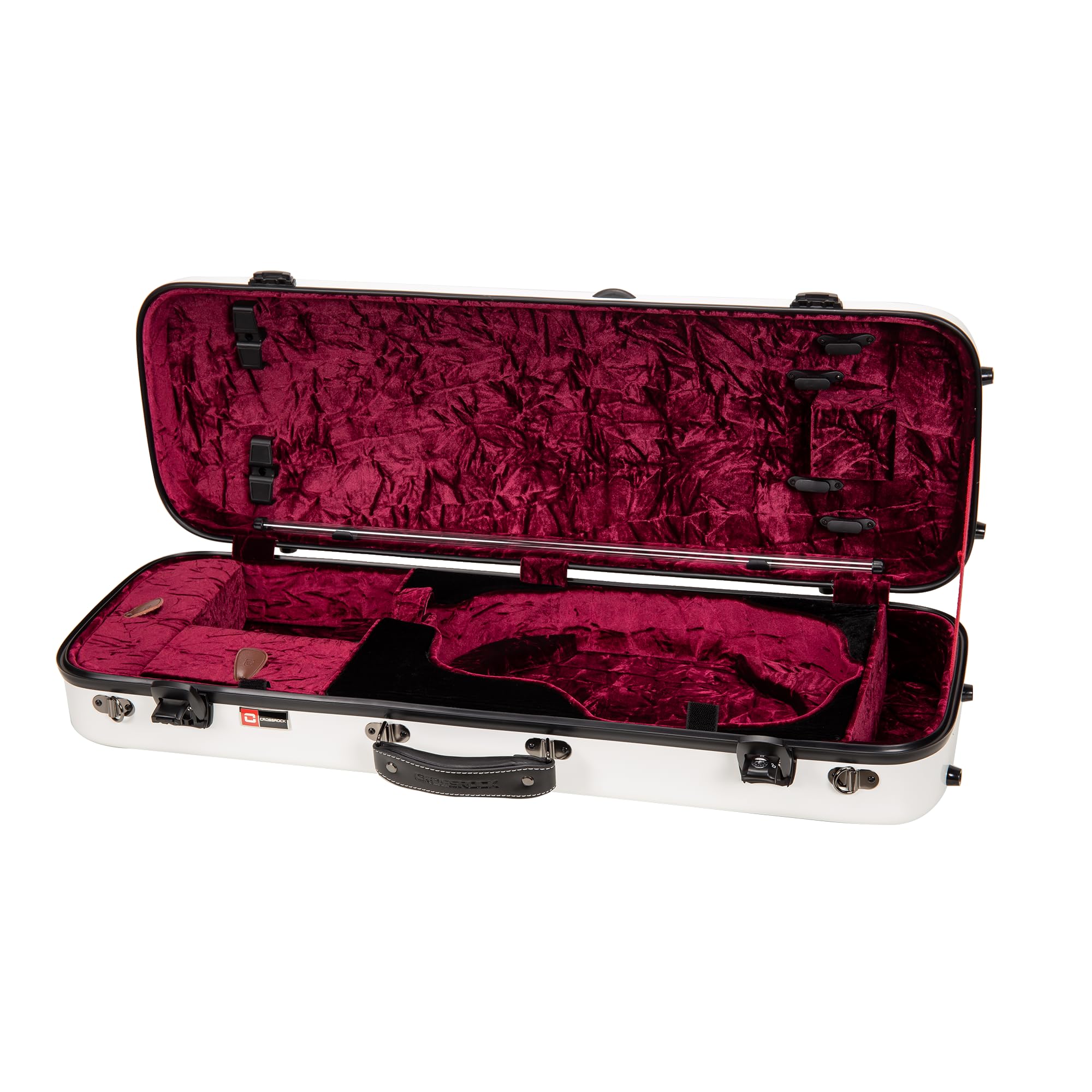 Crossrock Fiberglass Double Violin Case fits Two 4/4 Full-Size Violins- Includes TSA lock, Protective Blanket, Hygrometer, Removable Shoulder Straps- Milky White (CRF2020DVMW)