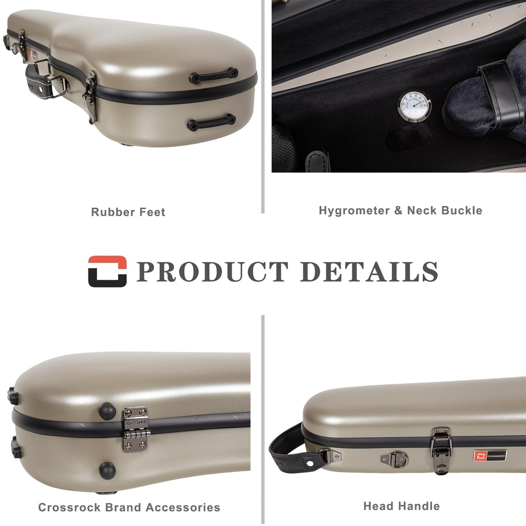 Crossrock Poly Carbon Cello Case for 4/4 Full Size | Red Matte Finish, Black Velvet Interior, Wheels, Music Pouch – Lightweight Protection Series