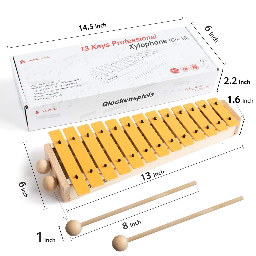 13 Keys Xylophone for Kids Wooden Xylophone Musical Instrument with Mallets Glockenspiel Instrument Educational Sensory Musical Toys Christmas Gift Choice for Boys Girls Aged 3+