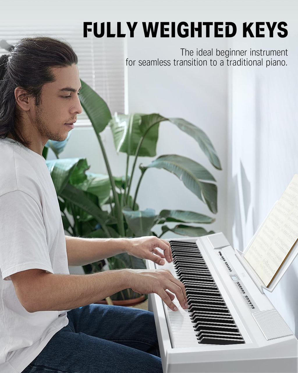 Donner 88 Key Weighted Keyboard, Premium Upright Piano for Beginner to Professional, Full Size Electric Keyboard with Headphone Adapter DDP-400