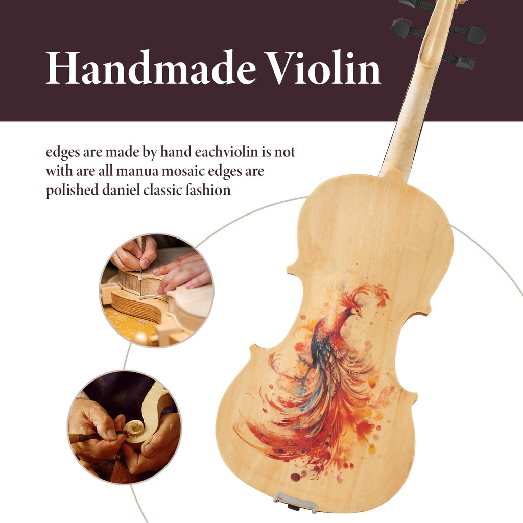 AW Solid Wood Violin 4/4 Full Set Fiddle Beginner Violin Full Size Stradivari Copy Style with Carry Case Bow Rosin Shoulder Rest for Student Adults Starter Kit