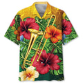 Trombone Hawaiian Shirt, Mens Trombone Short Sleeve Shirt, Music Band Gifts
