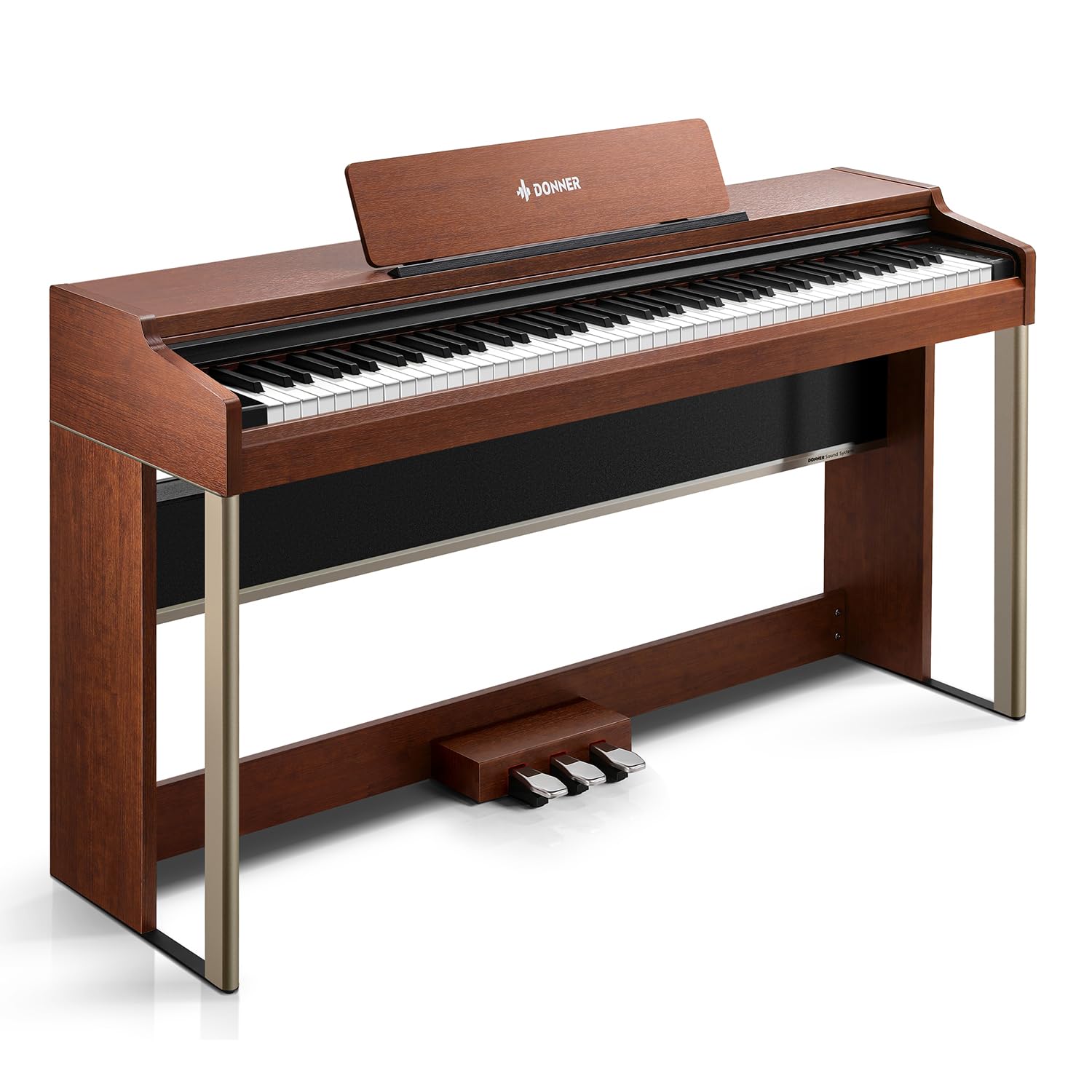 Donner DDP-200 Pro Digital Piano with 88 Key Graded Weighted Keyboard, Wireless Piano with 2.4" IPS Screen Record, 256 Polyphony, Full Size Piano Keyboard Gifts for Beginner Advanced, Wood Graina