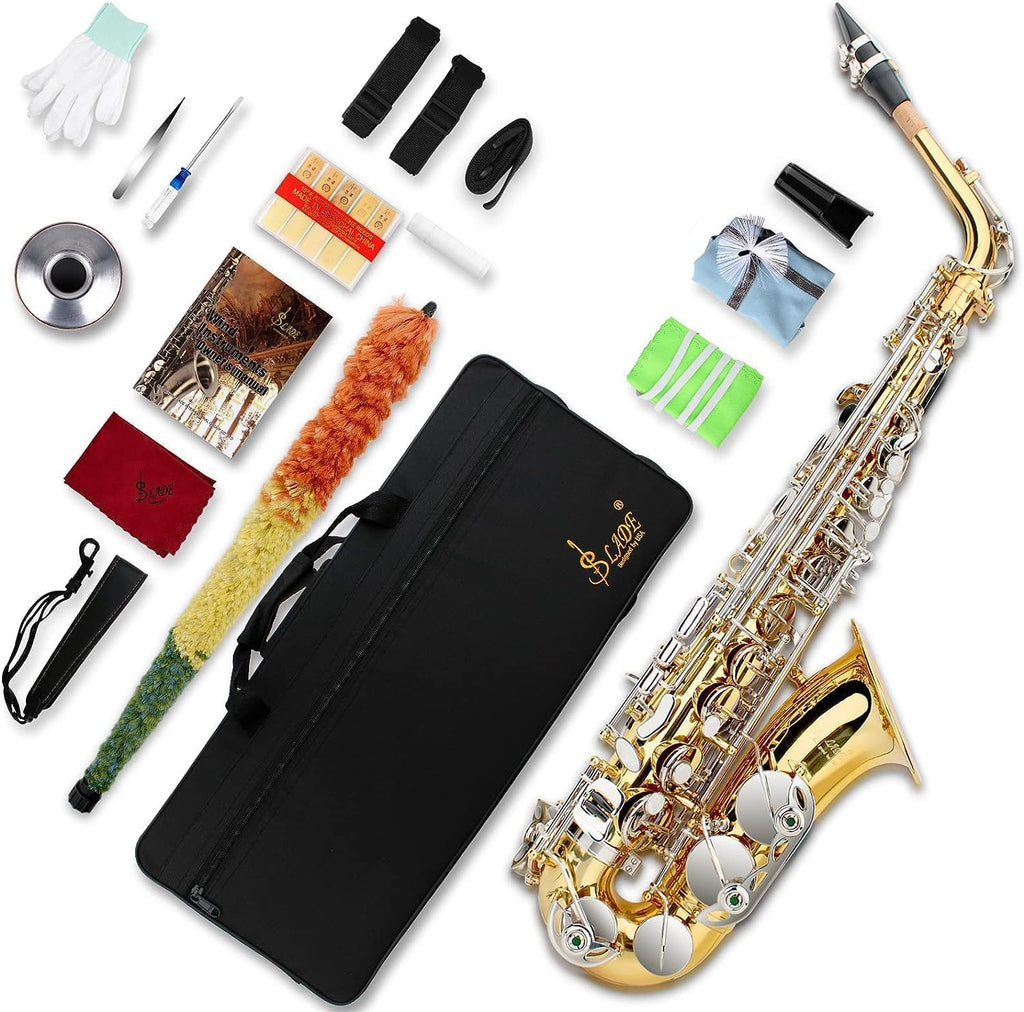SLADE Alto Saxophone Eb Alto Saxophone for Beginner Students, Gold & Silver, WSS948