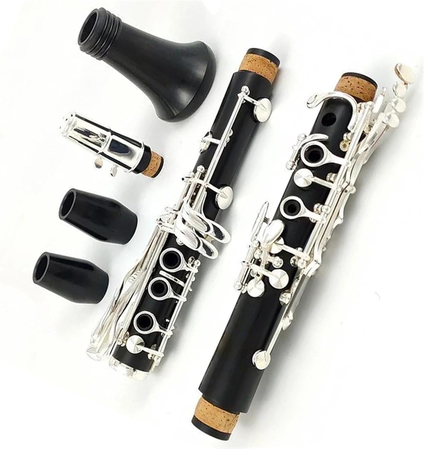 Clarinet Exquisite Clarinet Instrument in The Key of Bb Selected Ebony Body Silver-Plated 18 Keys