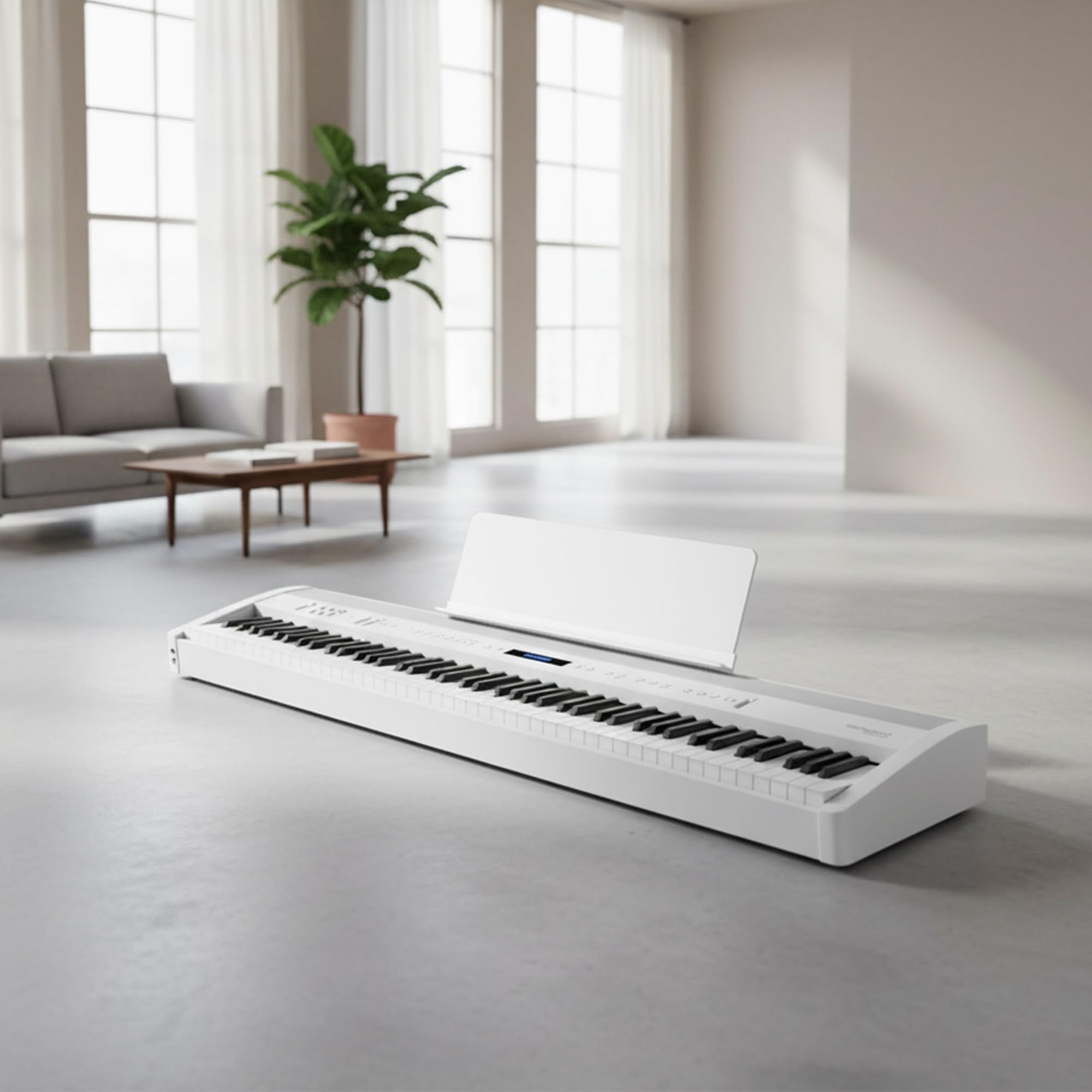 Roland FP-60X 88-Key Digital Piano - White Bundle with Adjustable Stand, Bench, Deluxe Sustain Pedal, Online Piano Lessons, Instructional DVD, and Austin Bazaar Polishing Cloth