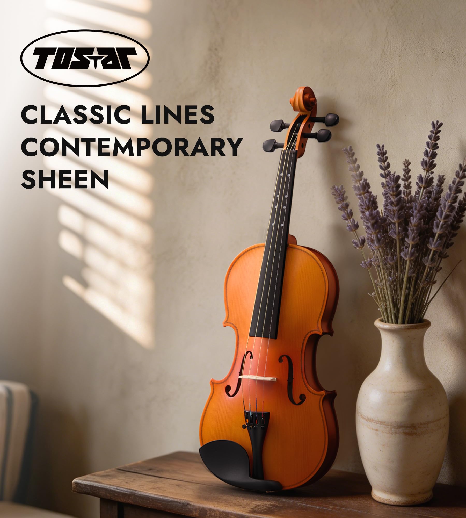 Tostar Acoustic Violin Full Size 4/4 Violin Set Starter Kit with Carrying Case, Violin Bow, Bridge, Rosin, Shoulder Rest, Stickers, Instruction Extra Strings for Beginner Retro Matte