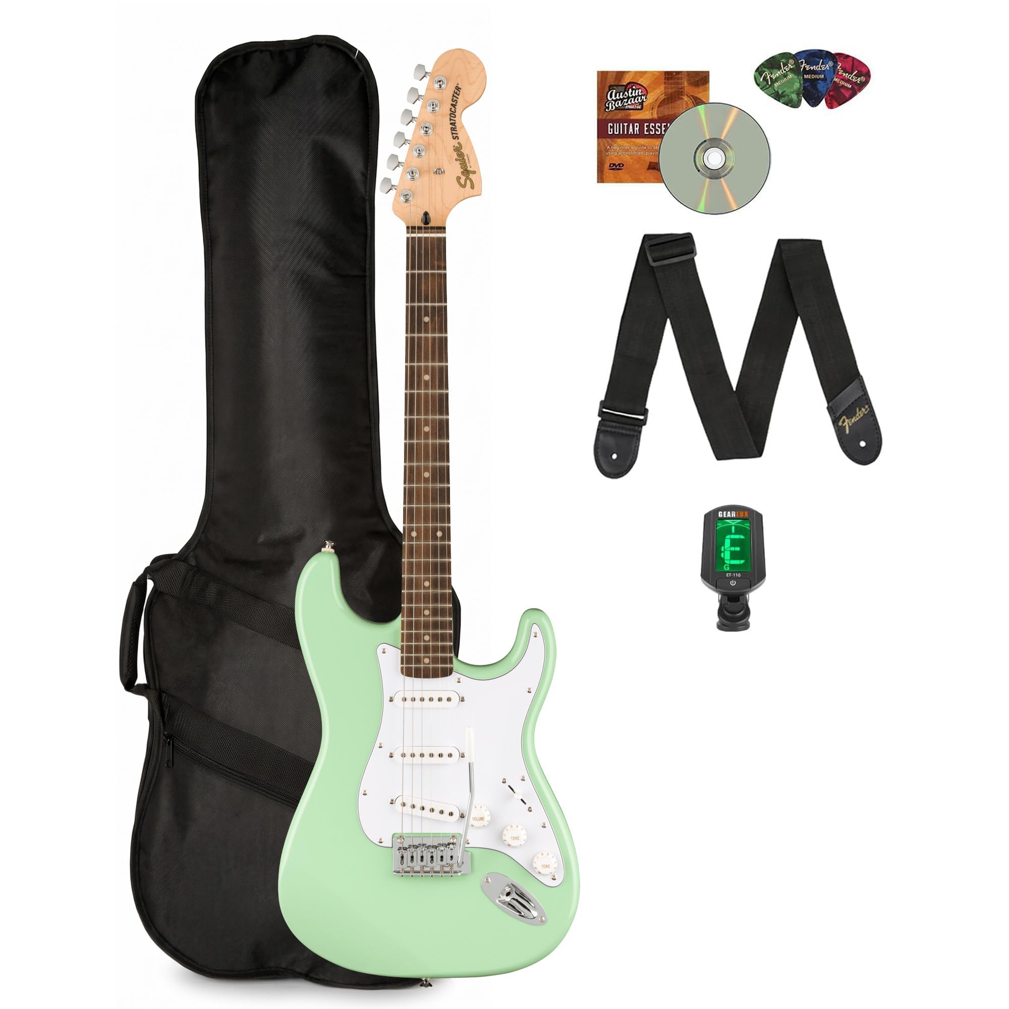 Fender Squier Affinity Stratocaster FMT HSS - Sienna Sunburst Bundle with Frontman 10G Amplifier, Gig Bag, Tuner, Instrument Cable, Strap, Picks, and Austin Bazaar Instructional DVD
