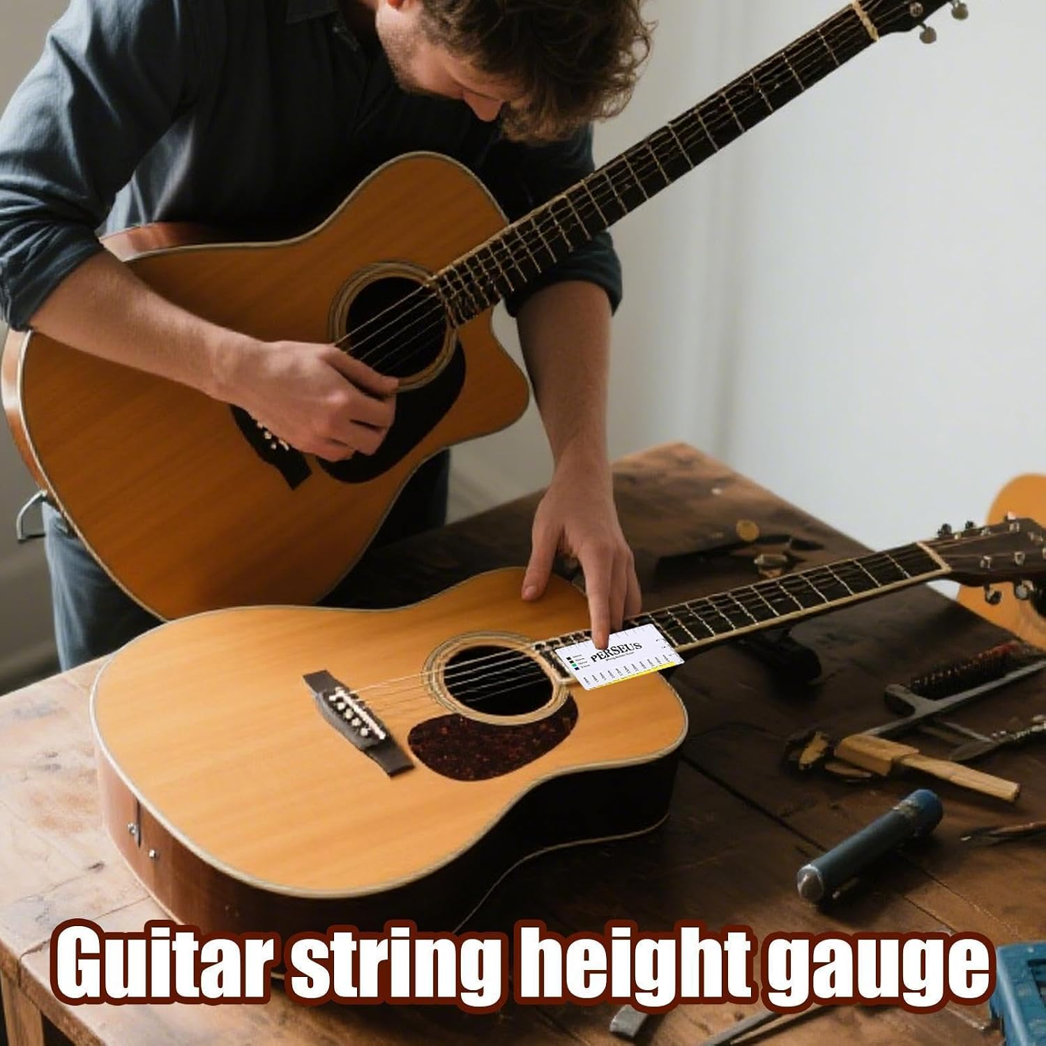 Guitar String Action Gauge - Professional Lightweight Multifunctional Measuring Gauge - Height Ruler for Guitar Strings | for Measuring Leveling Setup Maintenance Repair