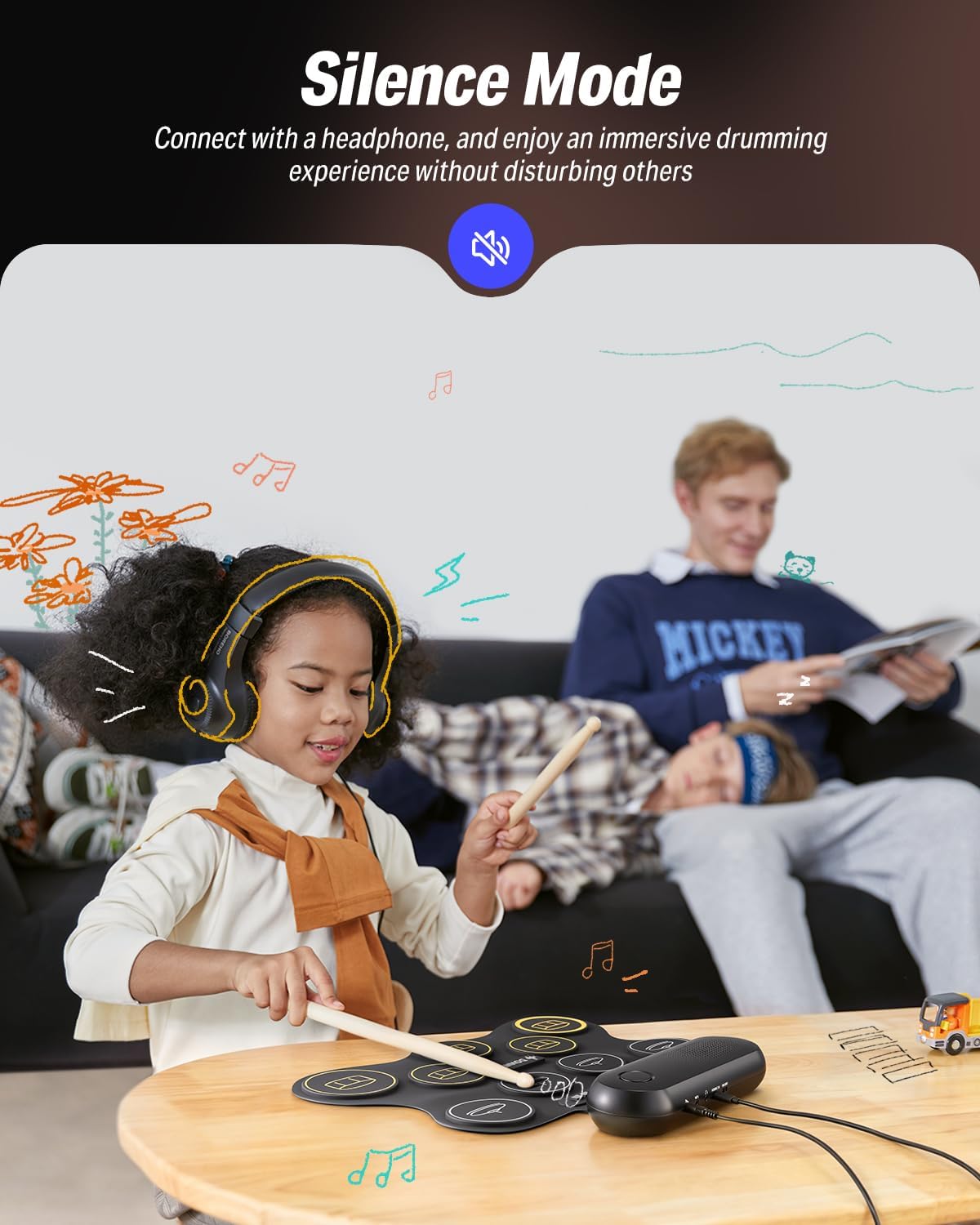 Donner Electric Drum Set for Beginners, 9 Pads Electronic Drum Kit with Built-in Speaker, Roll Up Digital Drum Pad for Kids with Recording, Gift for Holiday, Christmas and Birthday, DED-20Q