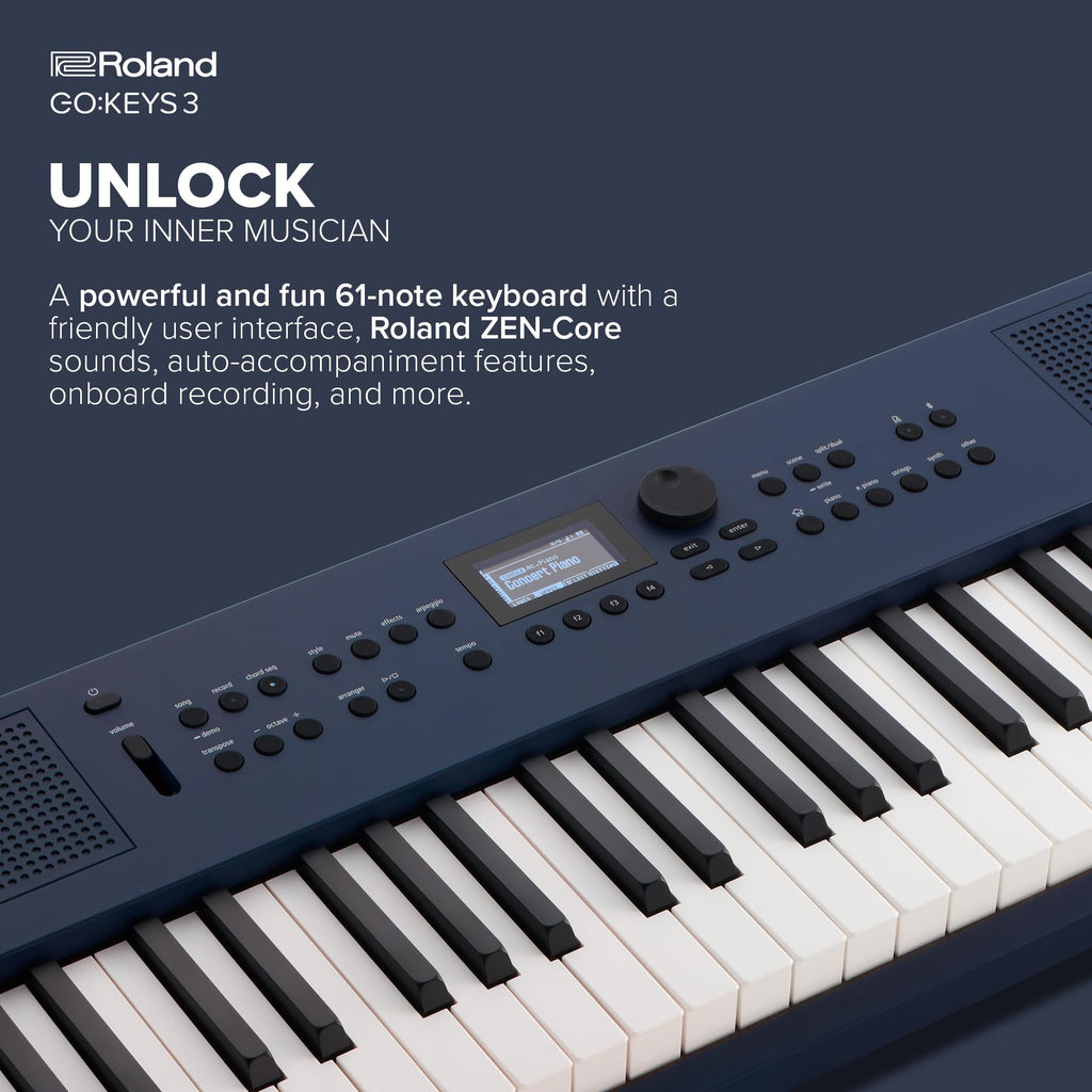 Roland GO:KEYS 3 Music Creation Keyboard | 61-Note Keyboard | Built-In Stereo Speakers | Bluetooth Audio/MIDI Support for Music Streaming - Dark Red