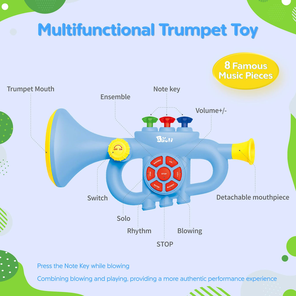 Generic Toddler Musical Trumpet Toy for Kids - 2026 Upgraded Musical Enlightenment Instrument Toy, Develops Musicality, for Boys Girls Ages 3 4 5 6 7 8, Pink